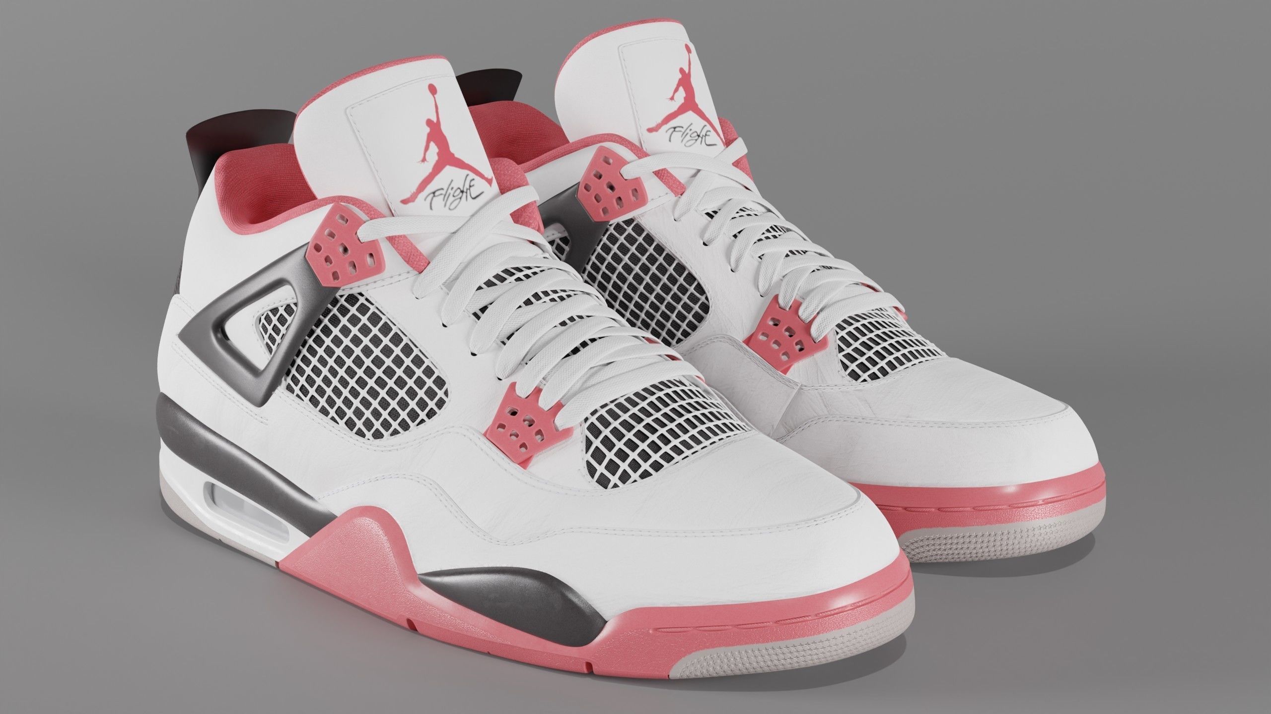 Nike Air Jordan 4 Retro Fire Red Shoe Low-poly 3D model_49