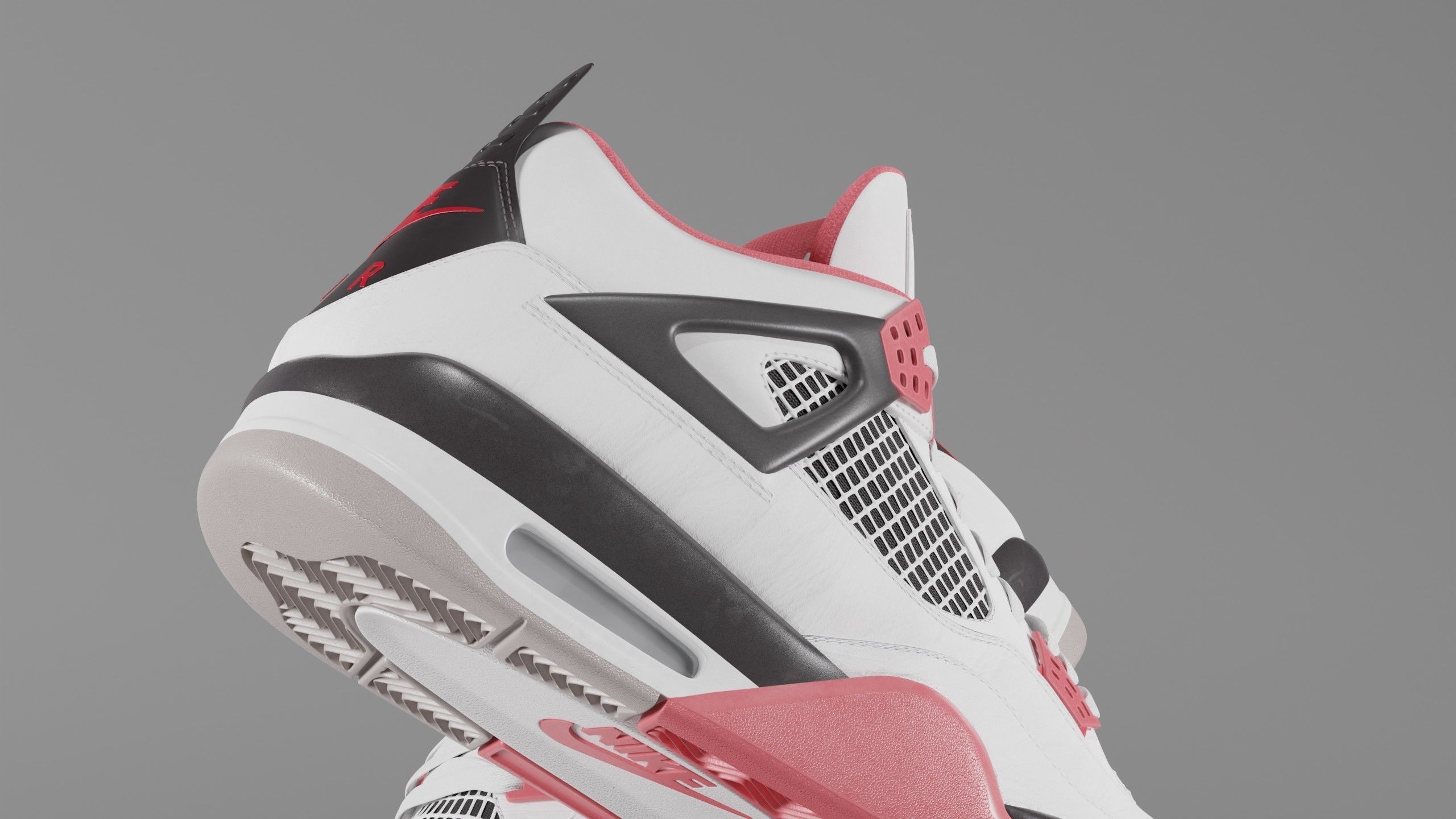 Nike Air Jordan 4 Retro Fire Red Shoe Low-poly 3D model_7