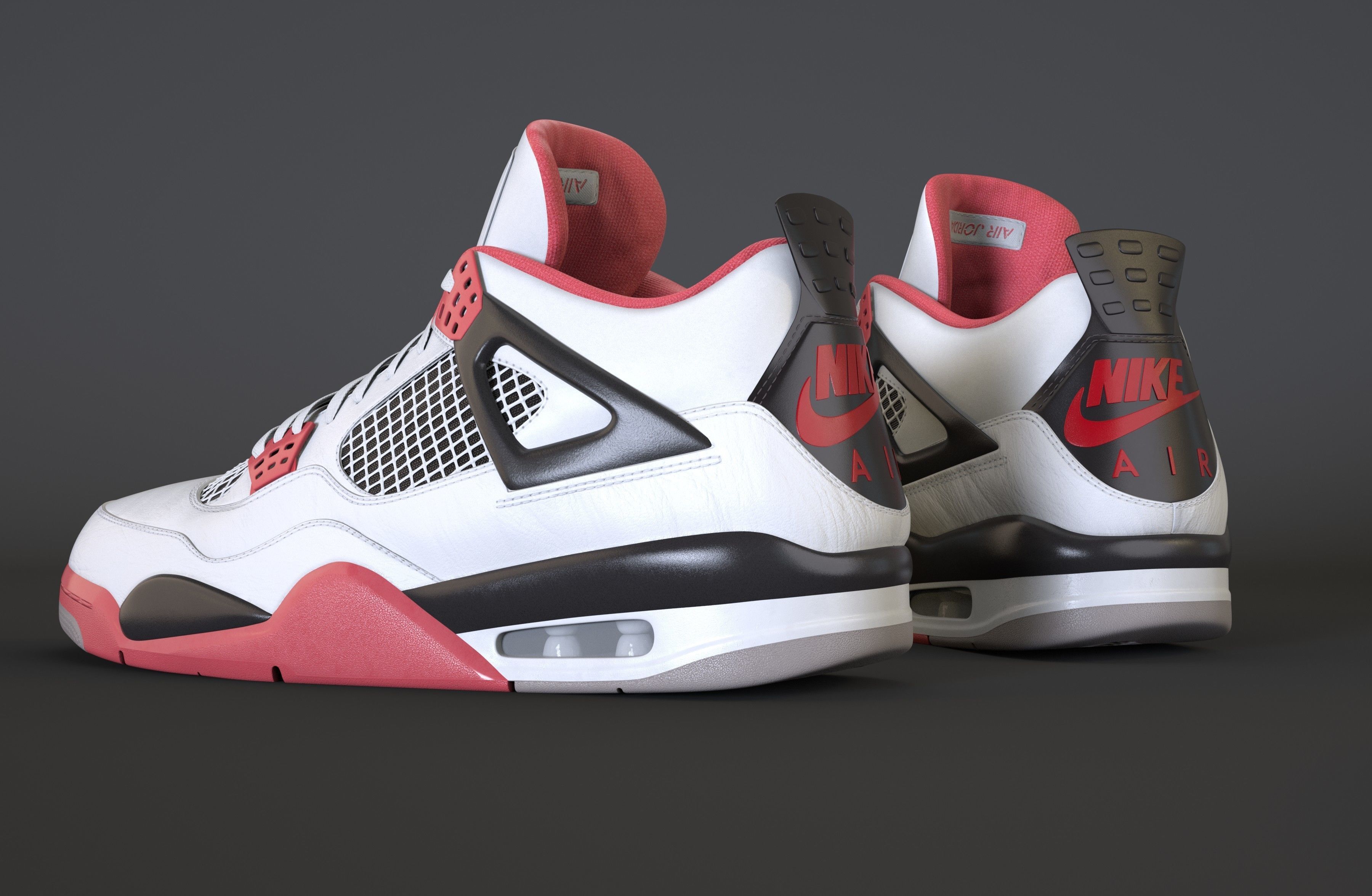 Nike Air Jordan 4 Retro Fire Red Shoe Low-poly 3D model_22