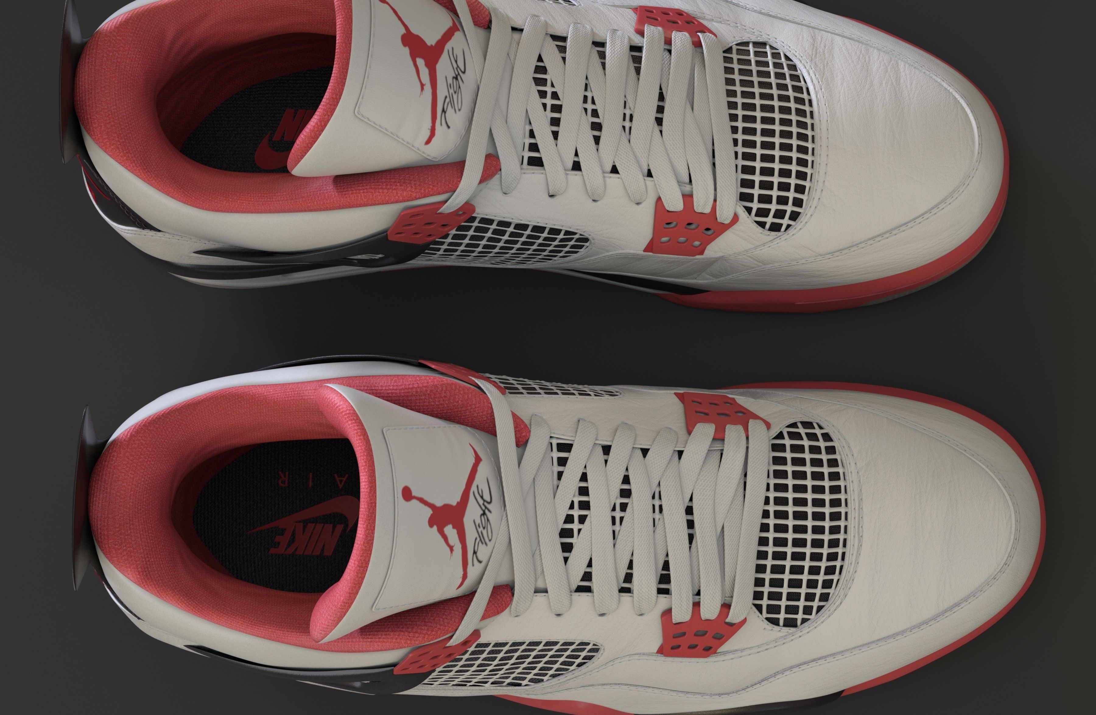 Nike Air Jordan 4 Retro Fire Red Shoe Low-poly 3D model_42