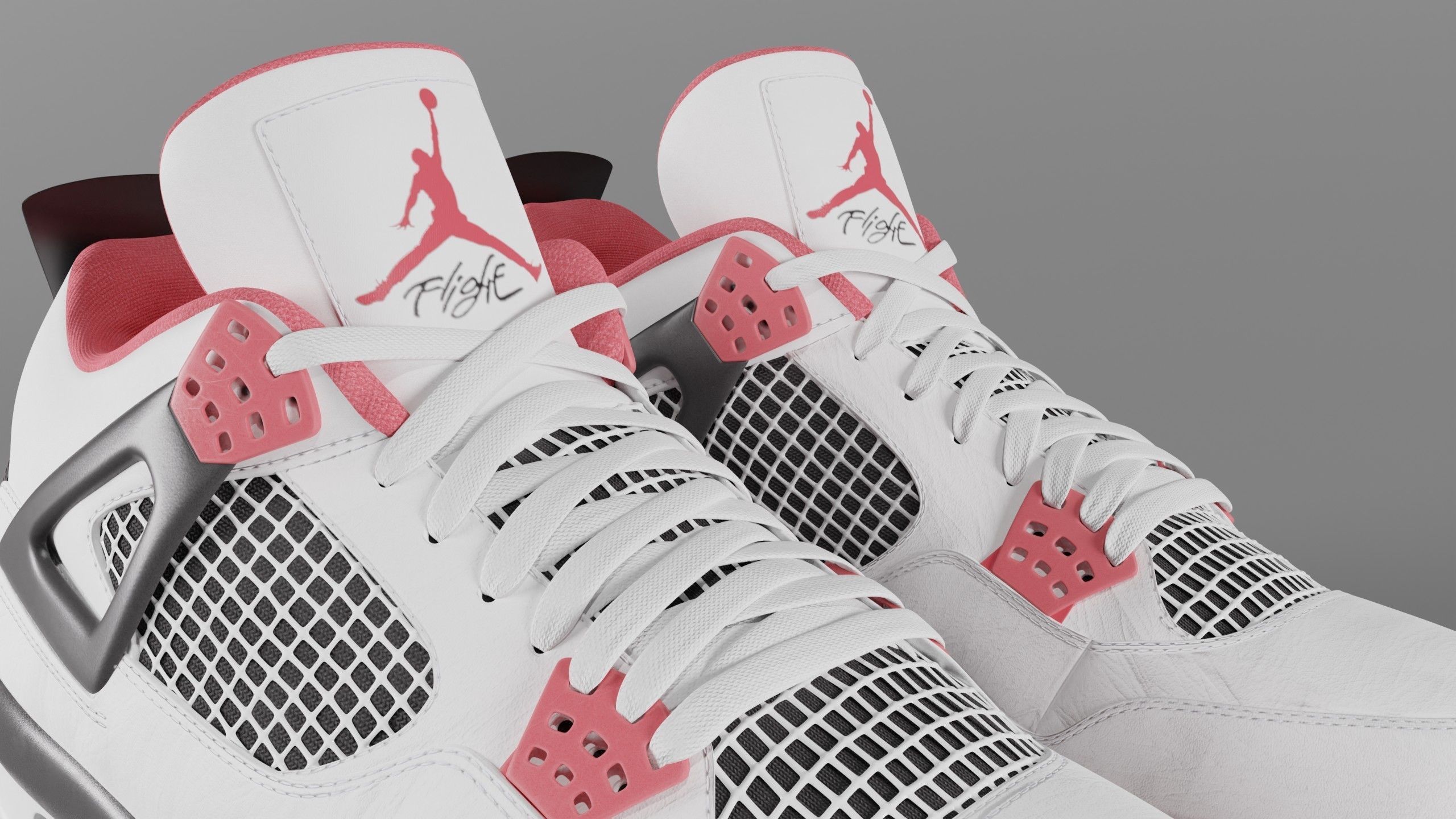 Nike Air Jordan 4 Retro Fire Red Shoe Low-poly 3D model_5