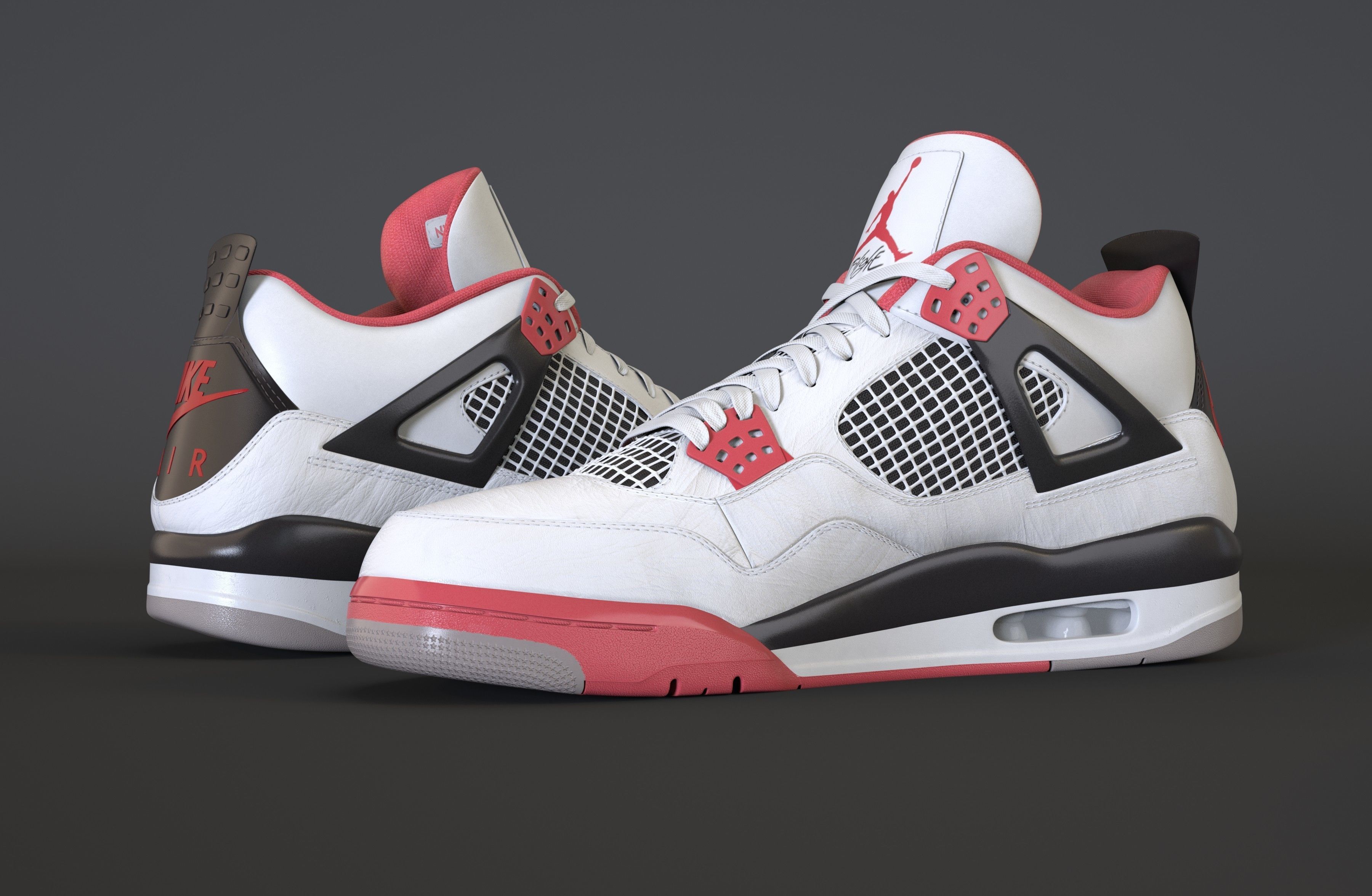 Nike Air Jordan 4 Retro Fire Red Shoe Low-poly 3D model_31