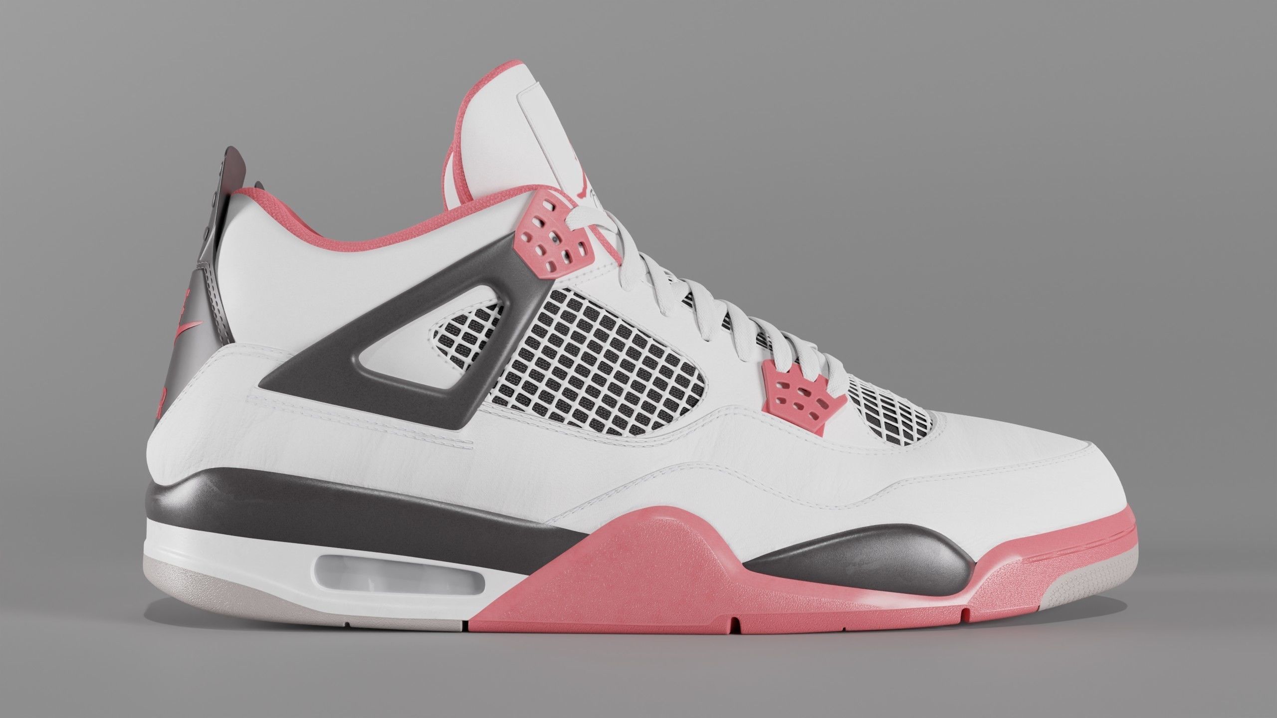 Nike Air Jordan 4 Retro Fire Red Shoe Low-poly 3D model_6