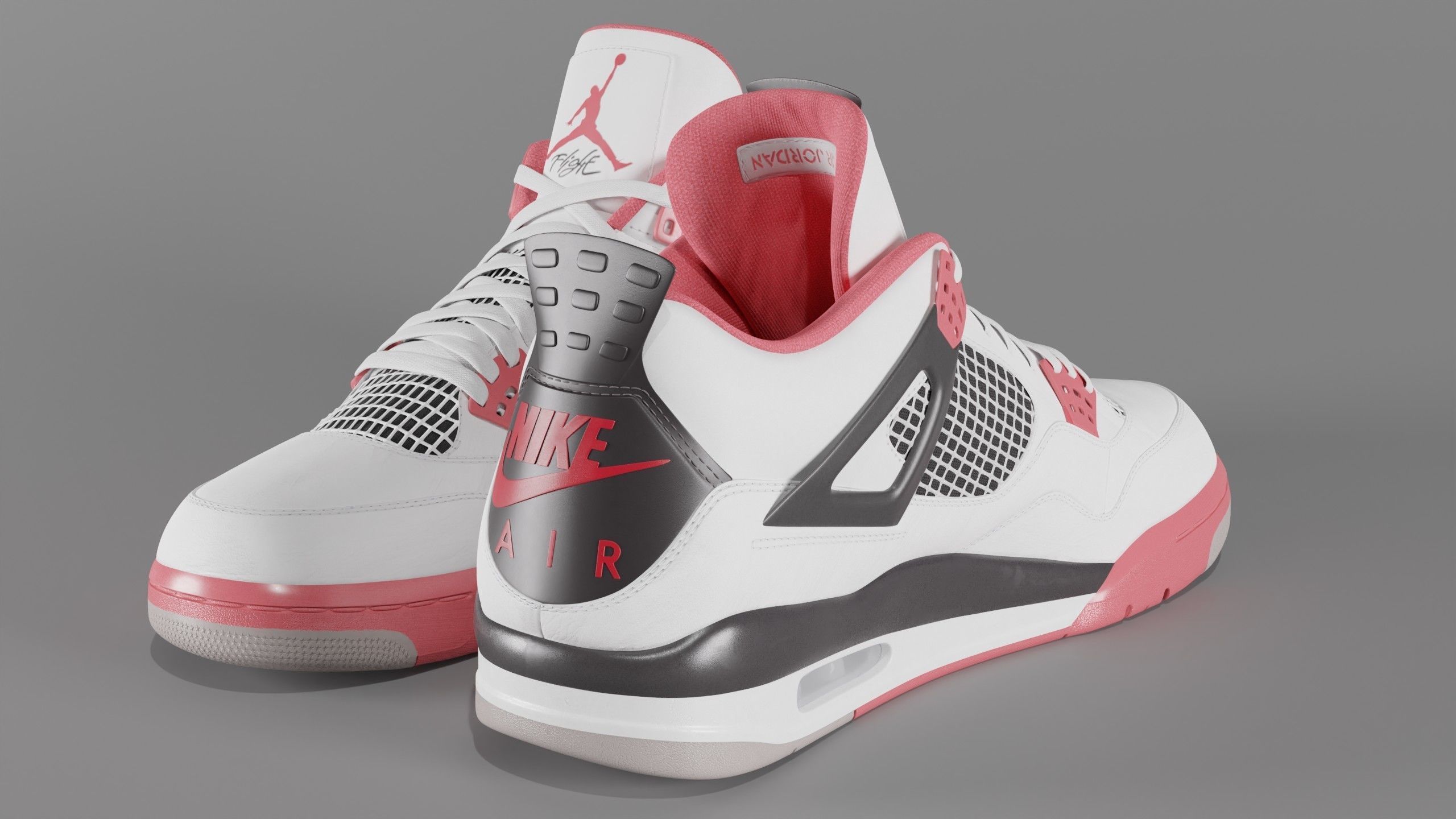 Nike Air Jordan 4 Retro Fire Red Shoe Low-poly 3D model_51