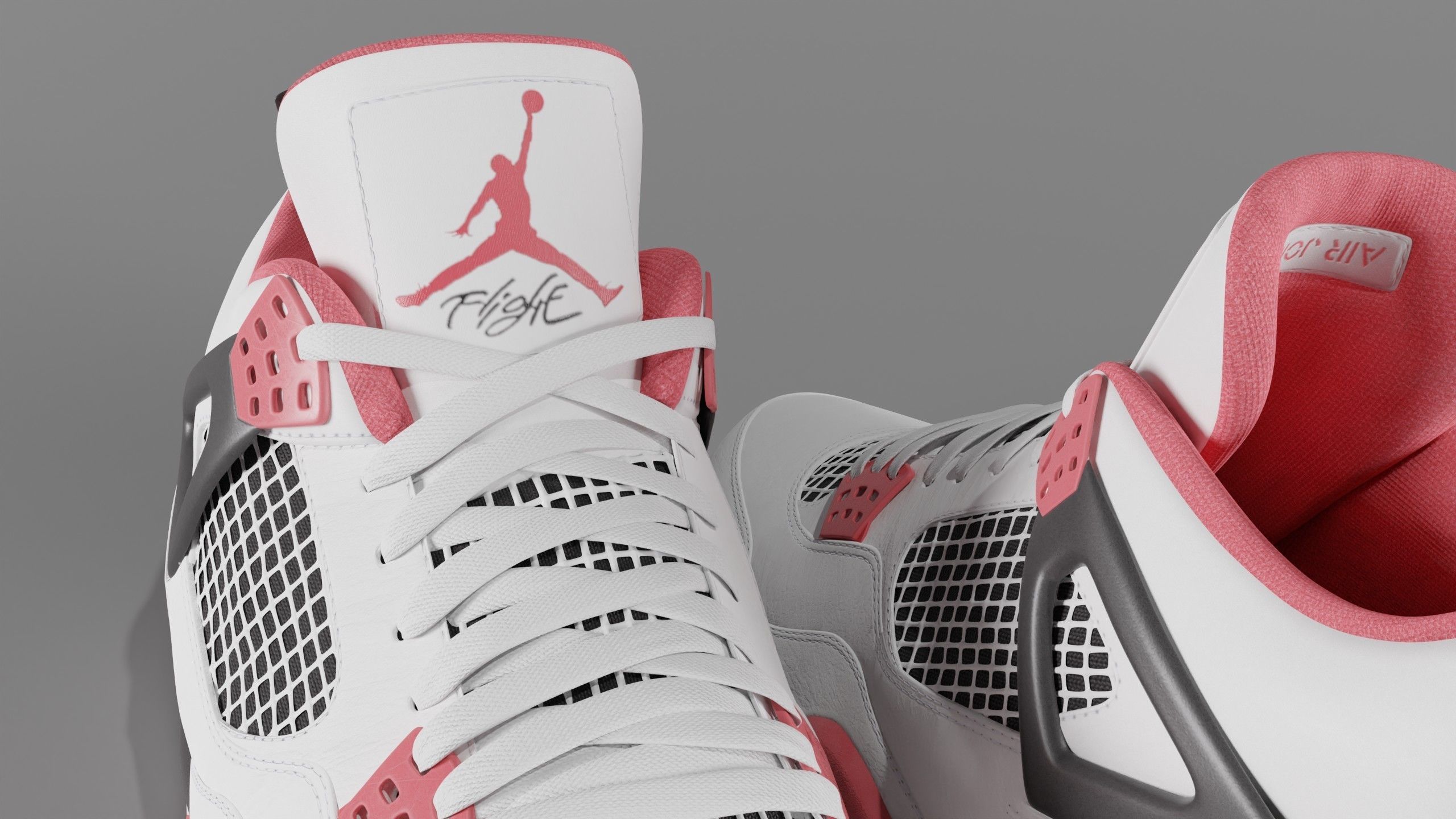 Nike Air Jordan 4 Retro Fire Red Shoe Low-poly 3D model_53