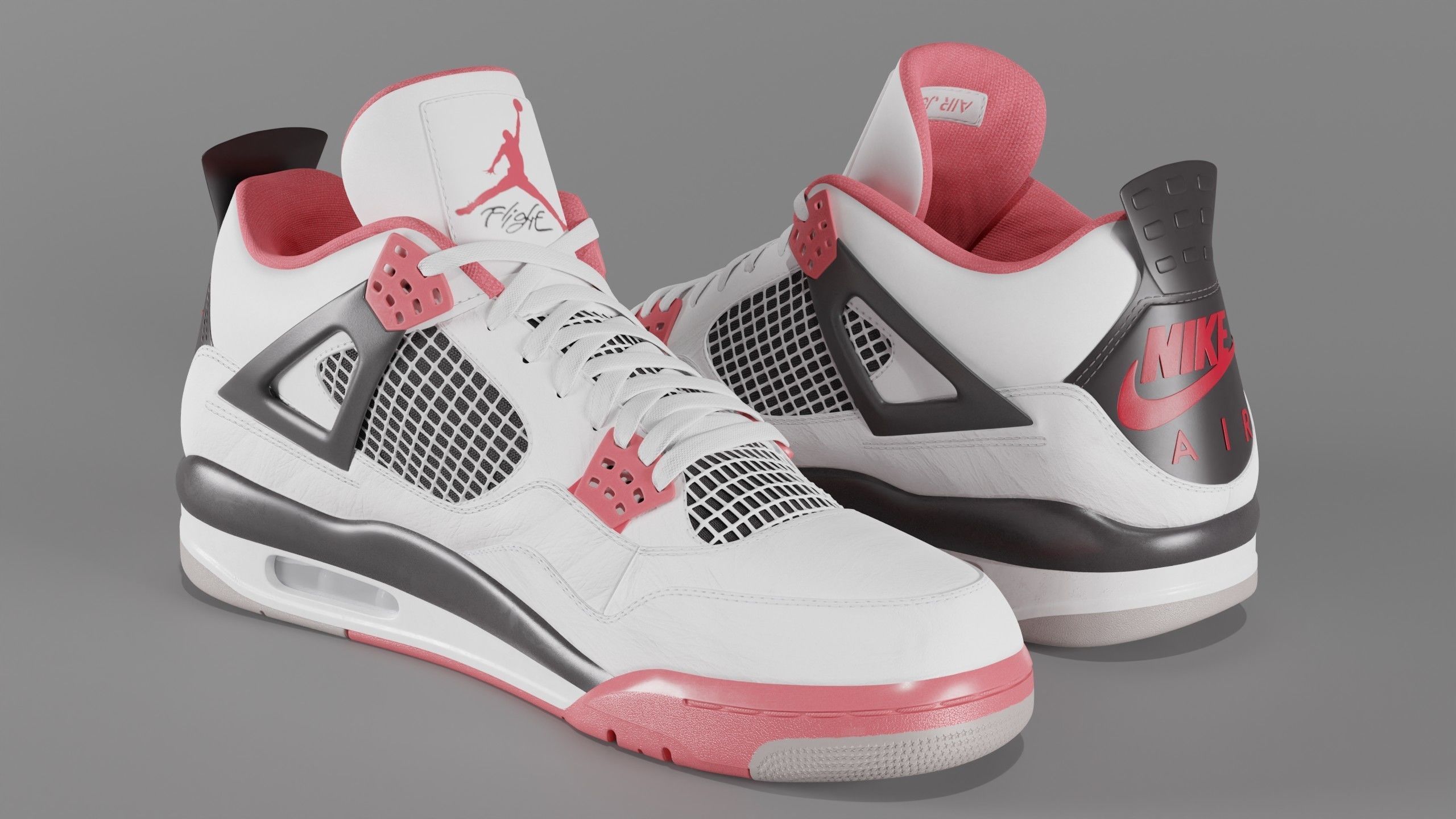 Nike Air Jordan 4 Retro Fire Red Shoe Low-poly 3D model_17