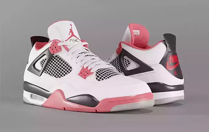 Nike Air Jordan 4 Retro Fire Red Shoe Low-poly 3D model