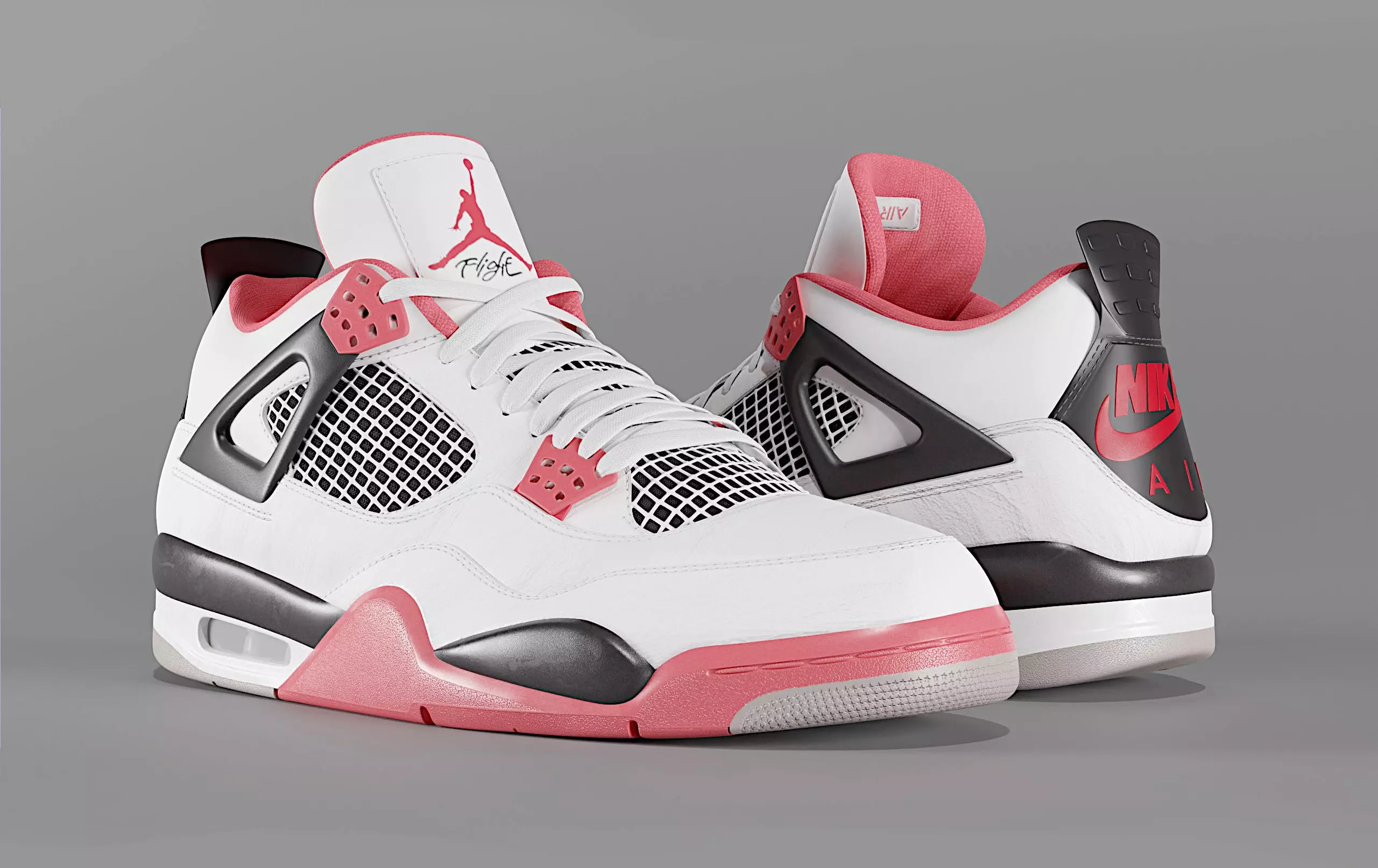 Nike Air Jordan 4 Retro Fire Red Shoe Low-poly 3D model_0