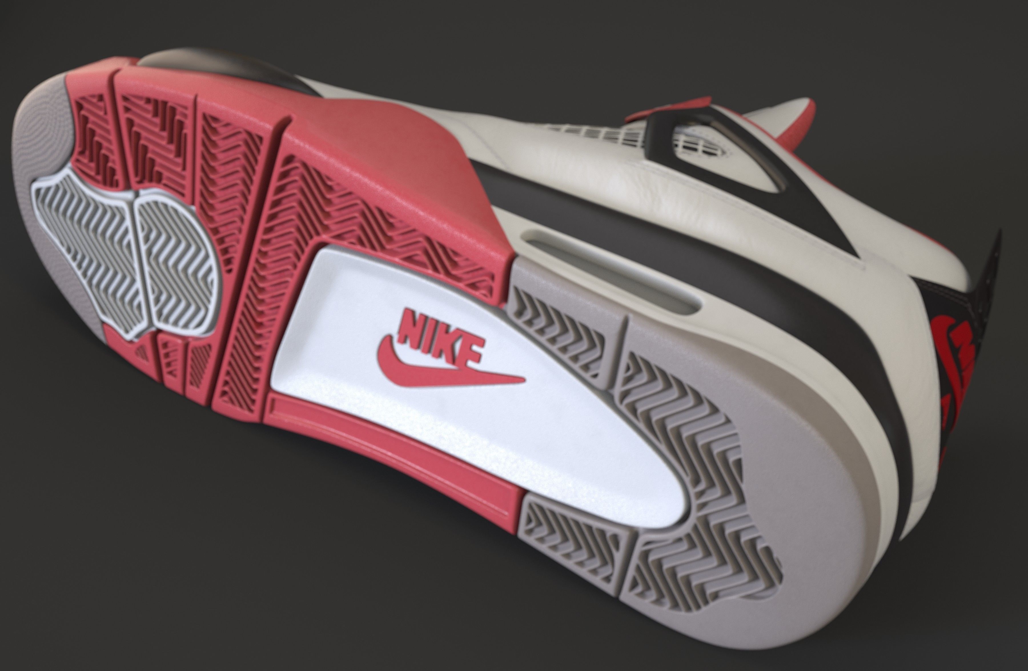 Nike Air Jordan 4 Retro Fire Red Shoe Low-poly 3D model_32
