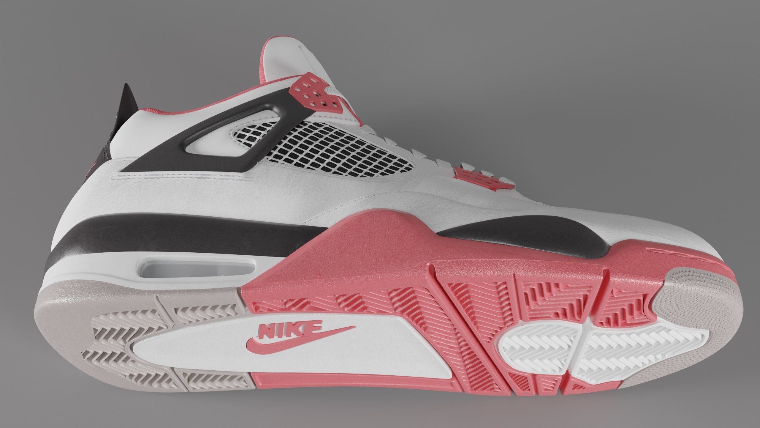 Nike Air Jordan 4 Retro Fire Red Shoe Low-poly 3D model_11