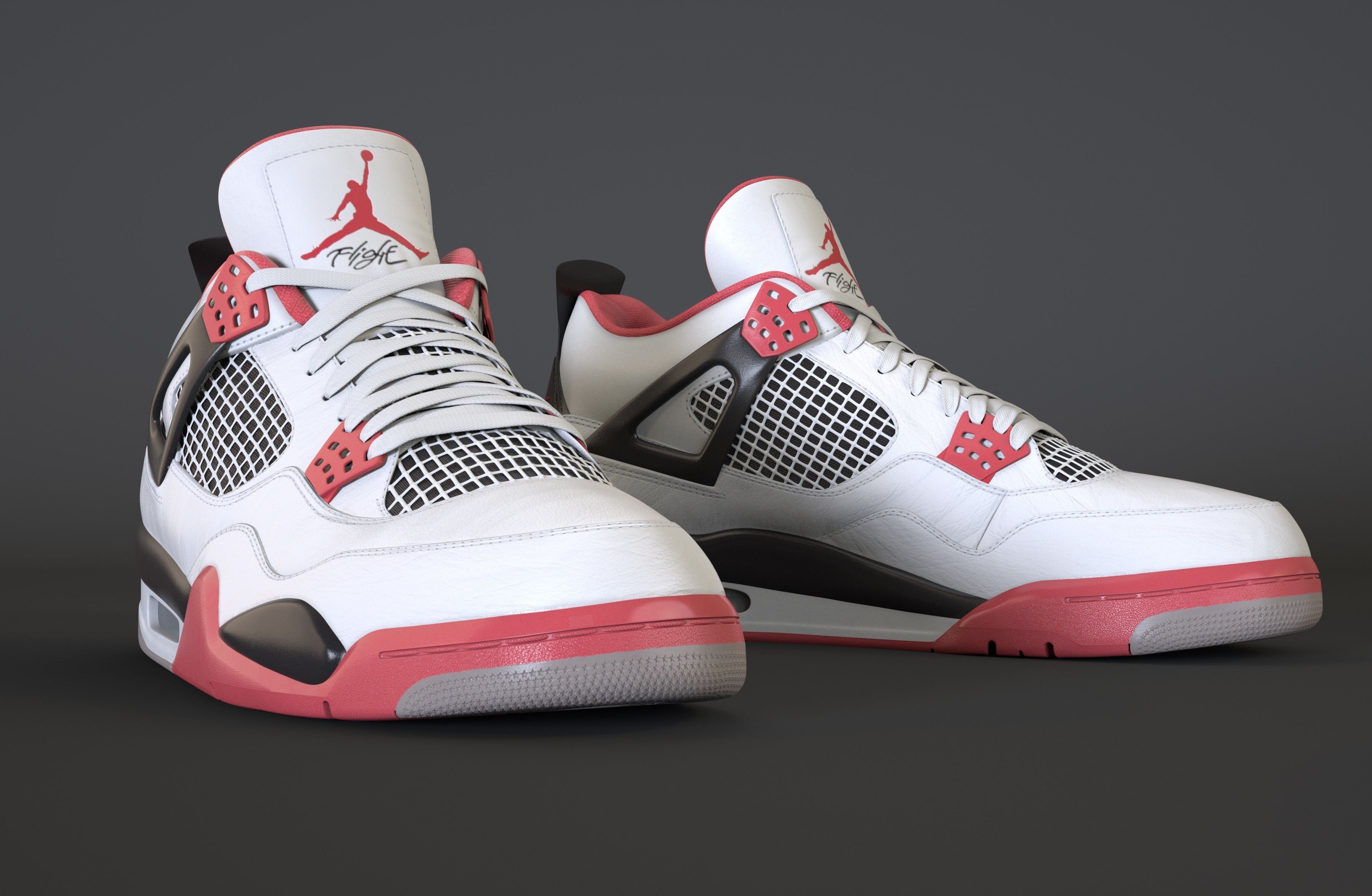 Nike Air Jordan 4 Retro Fire Red Shoe Low-poly 3D model_18