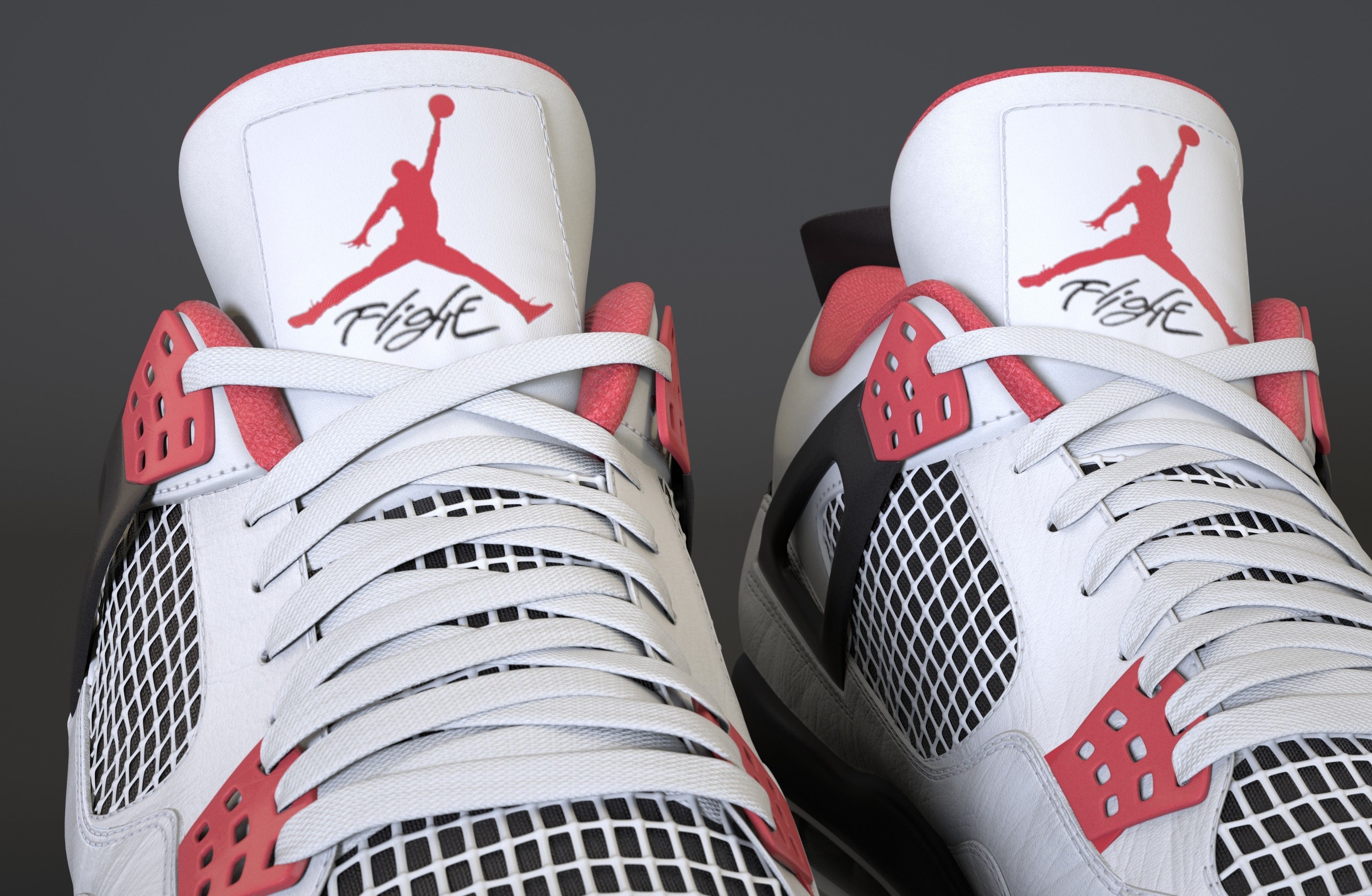 Nike Air Jordan 4 Retro Fire Red Shoe Low-poly 3D model_38