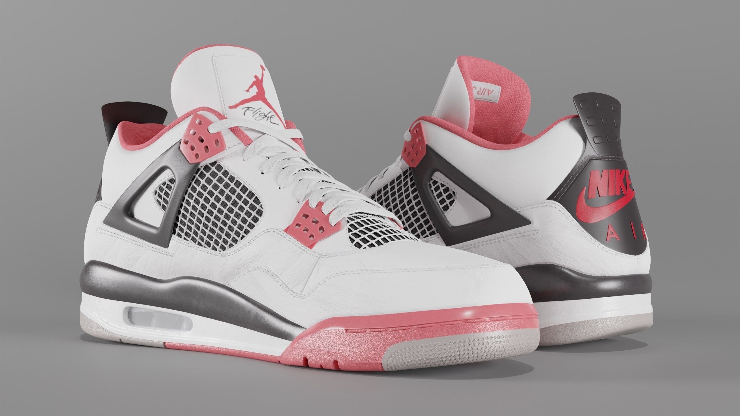 Nike Air Jordan 4 Retro Fire Red Shoe Low-poly 3D model_15