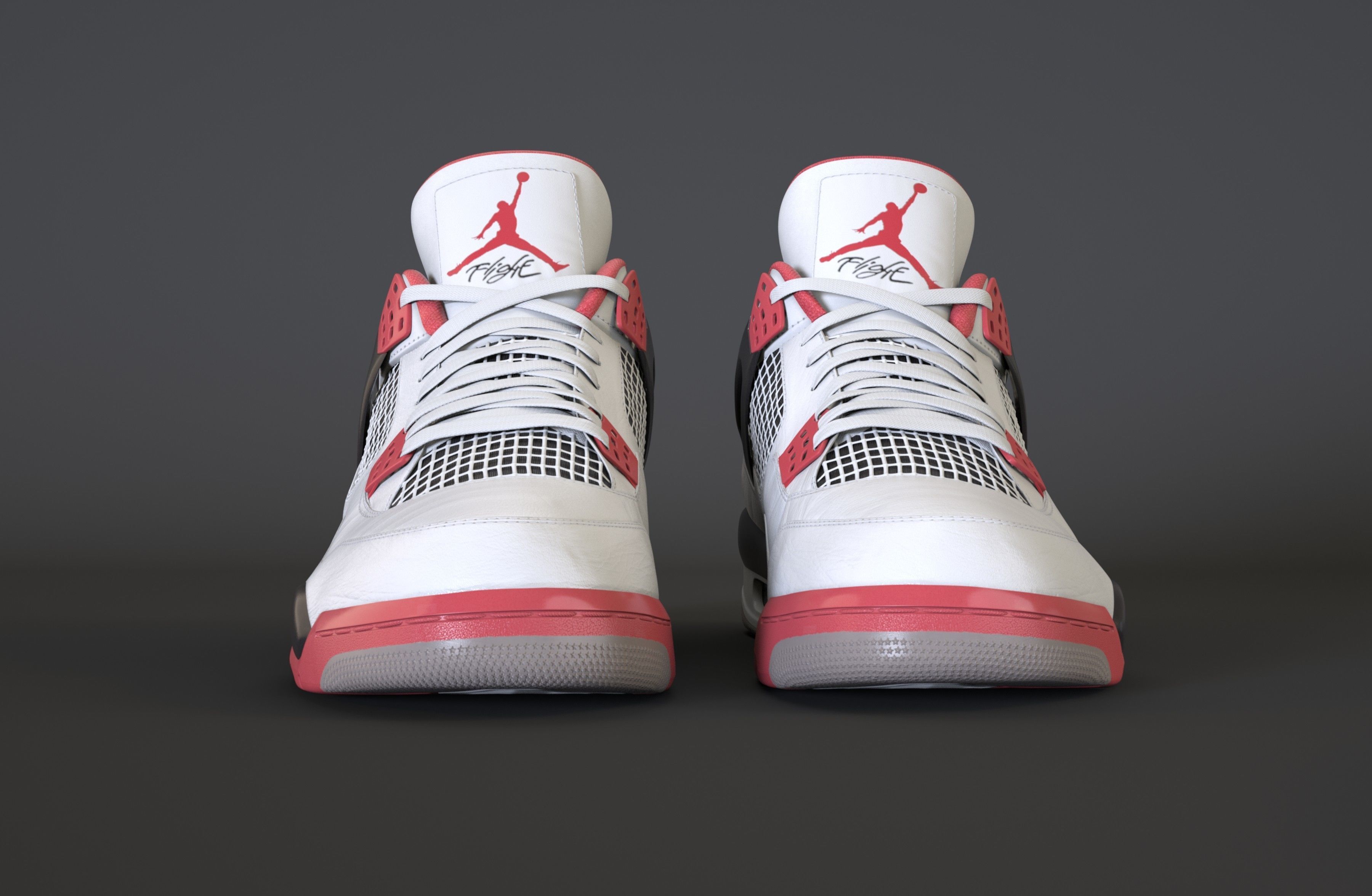 Nike Air Jordan 4 Retro Fire Red Shoe Low-poly 3D model_29