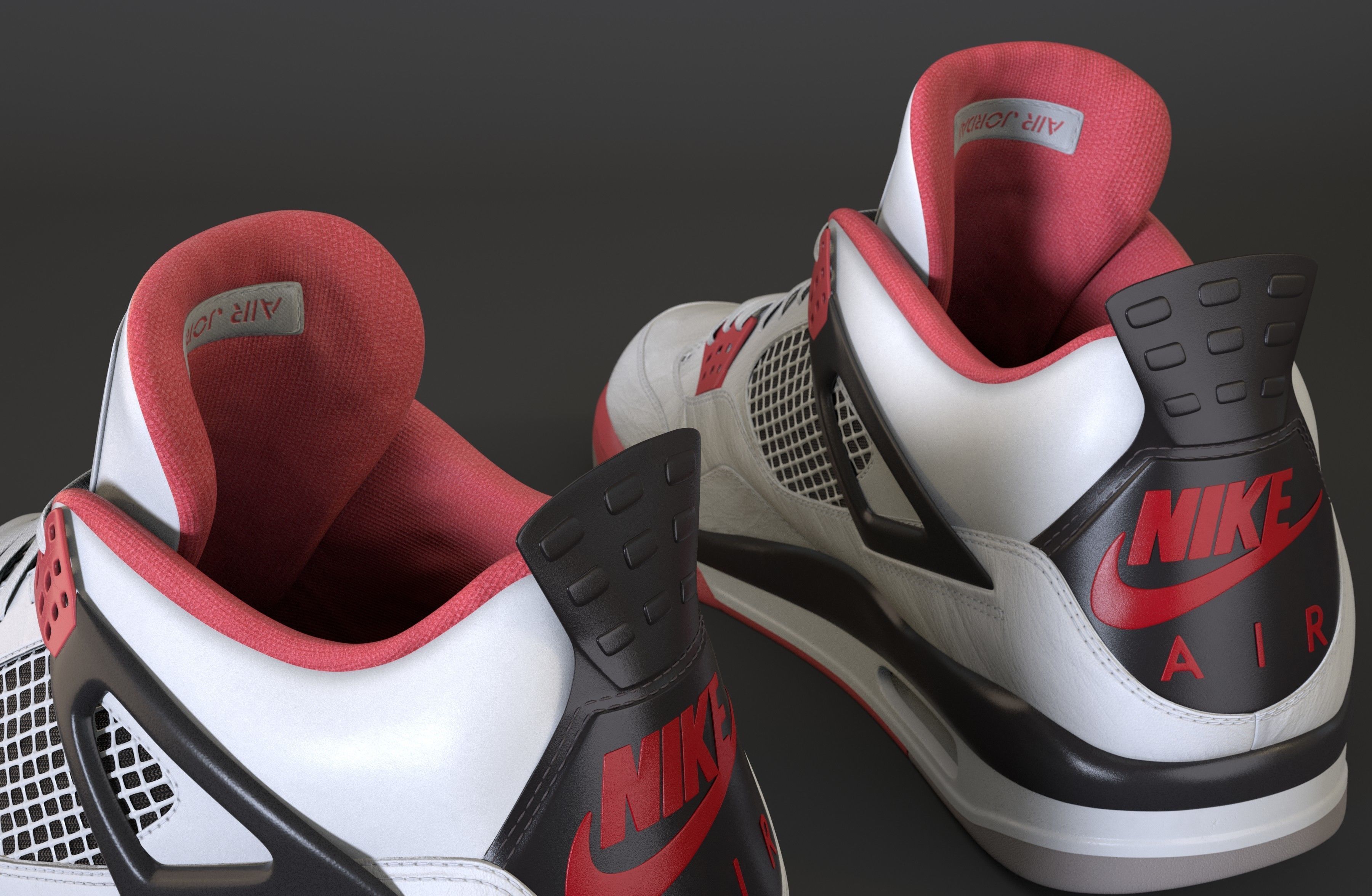 Nike Air Jordan 4 Retro Fire Red Shoe Low-poly 3D model_34