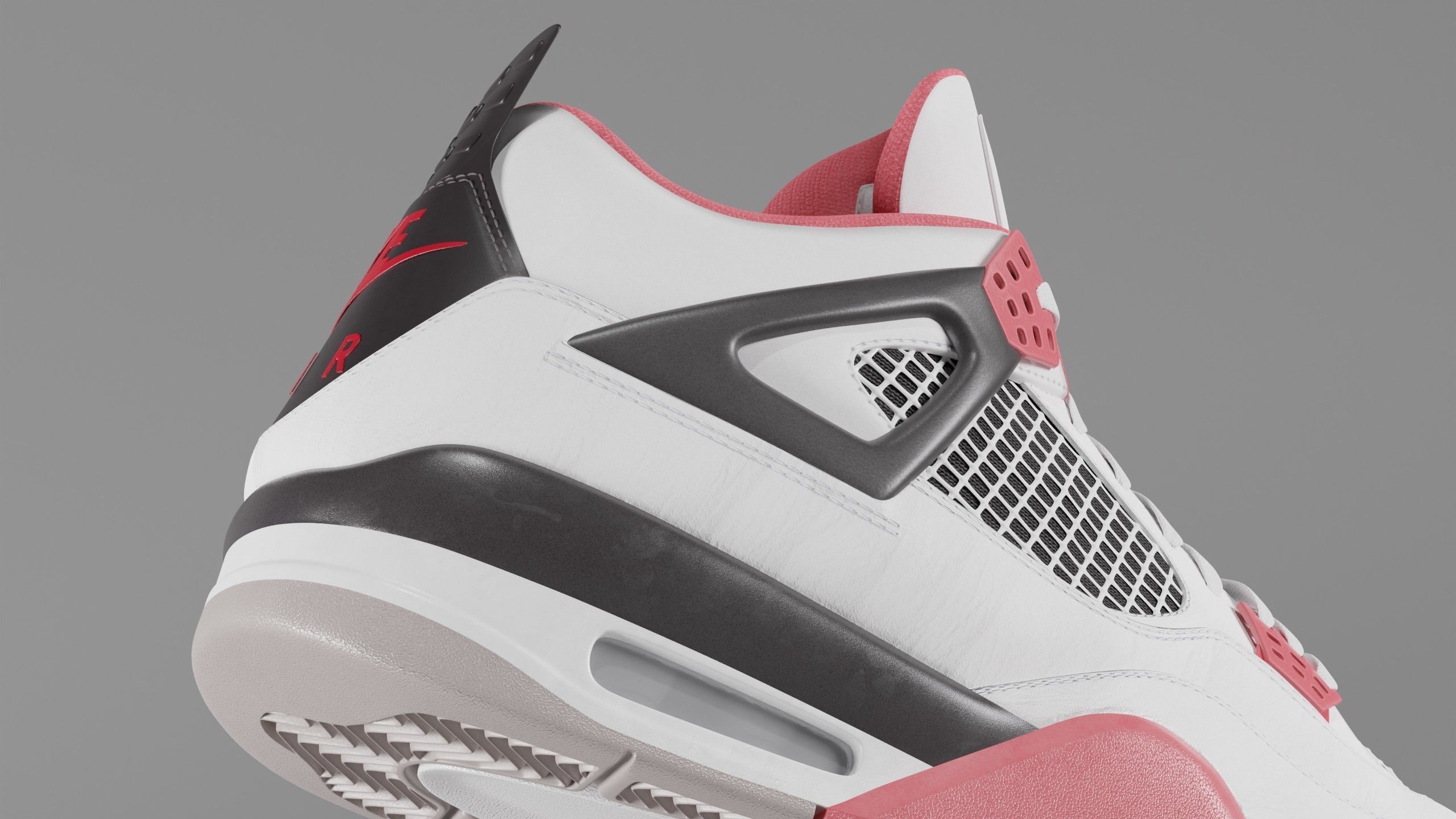 Nike Air Jordan 4 Retro Fire Red Shoe Low-poly 3D model_2