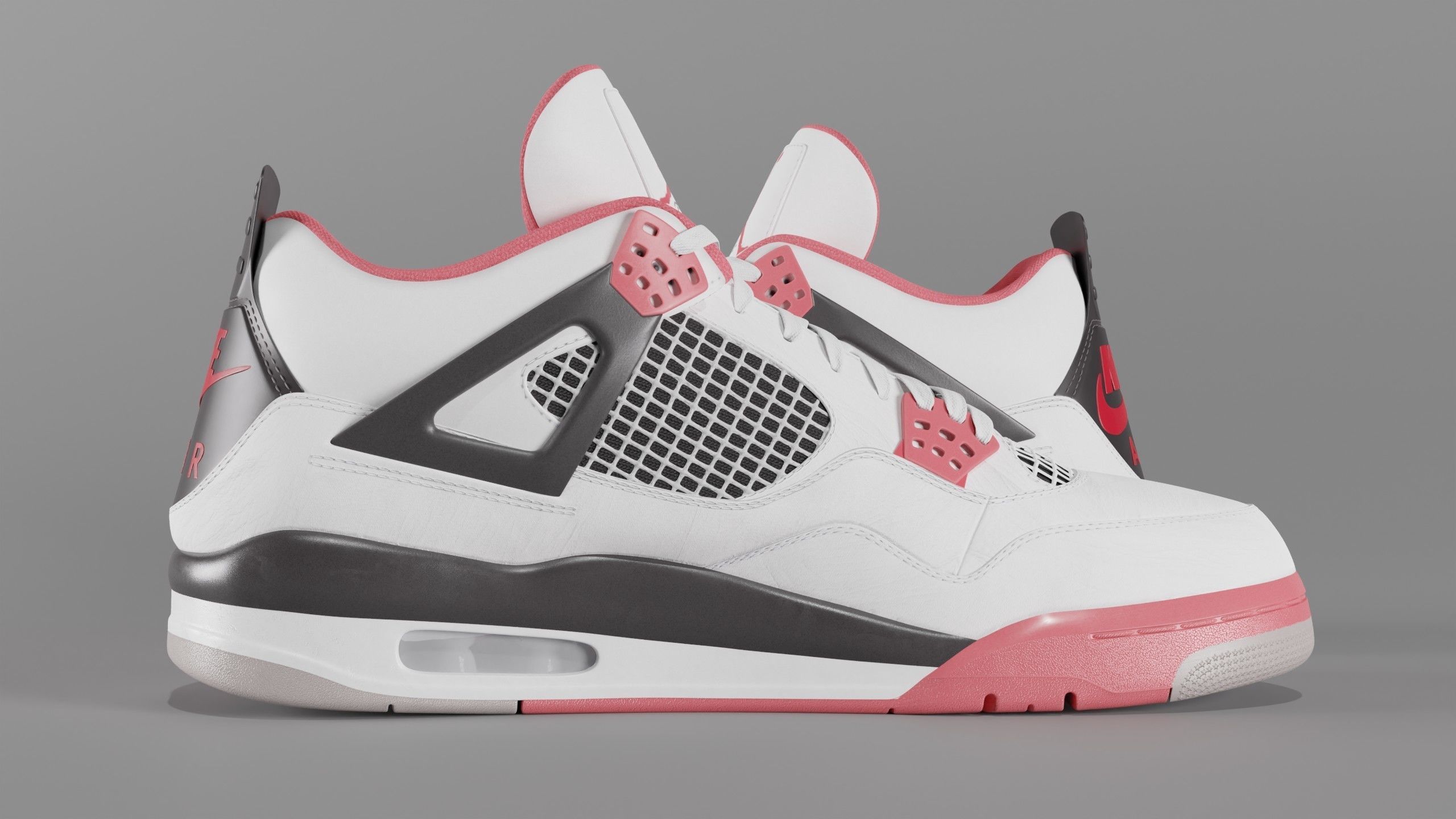 Nike Air Jordan 4 Retro Fire Red Shoe Low-poly 3D model_46