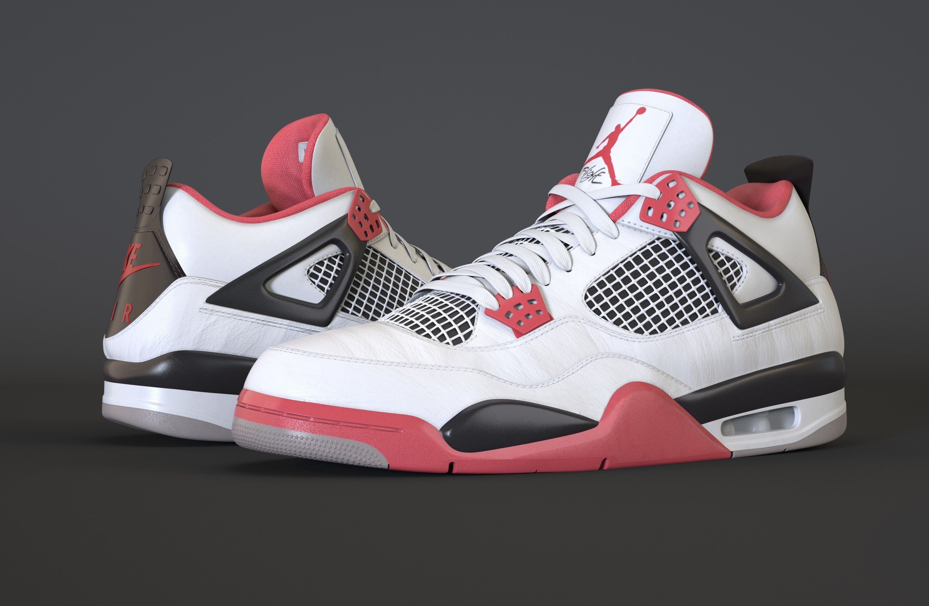 Nike Air Jordan 4 Retro Fire Red Shoe Low-poly 3D model_20