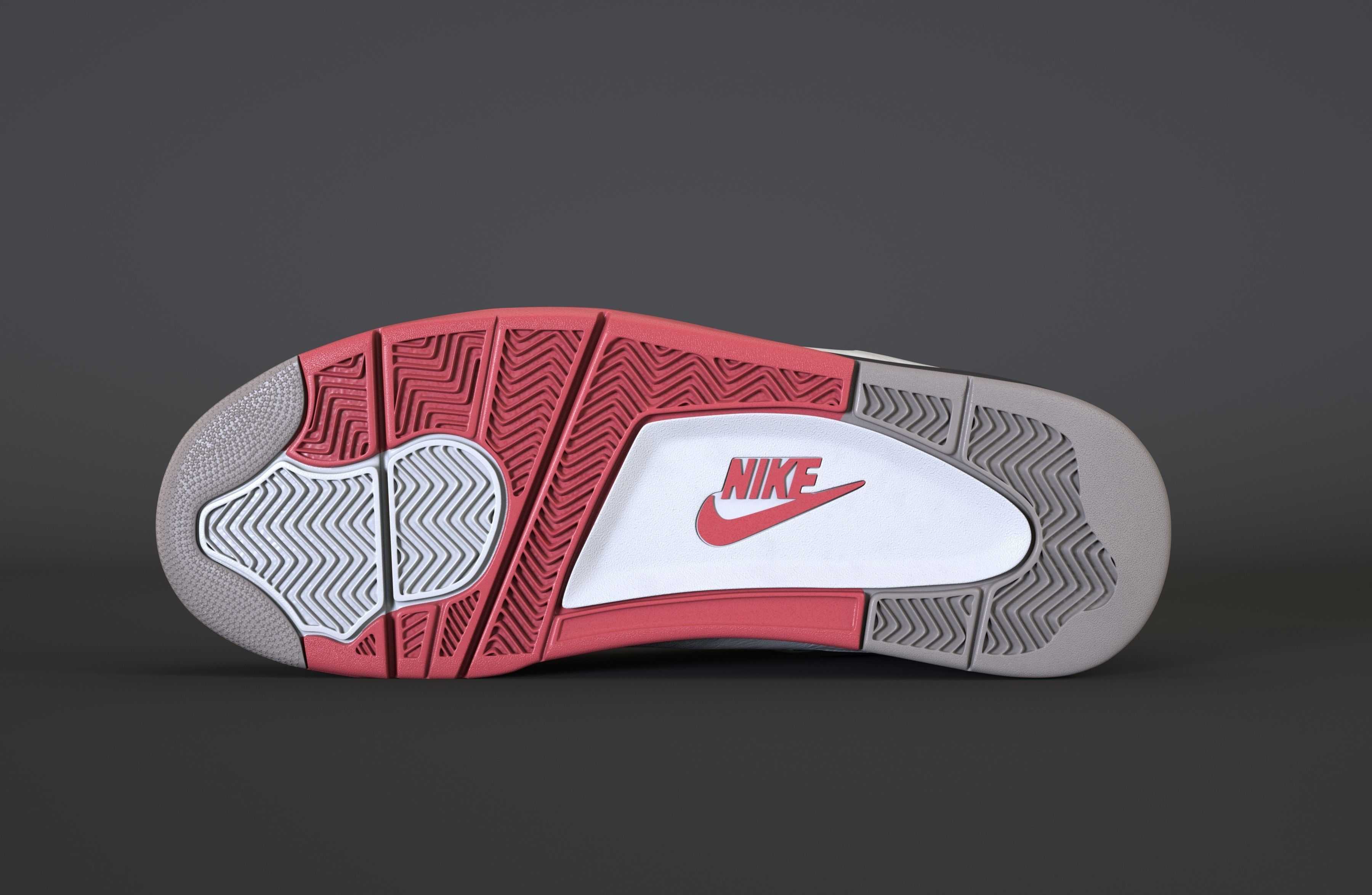 Nike Air Jordan 4 Retro Fire Red Shoe Low-poly 3D model_25
