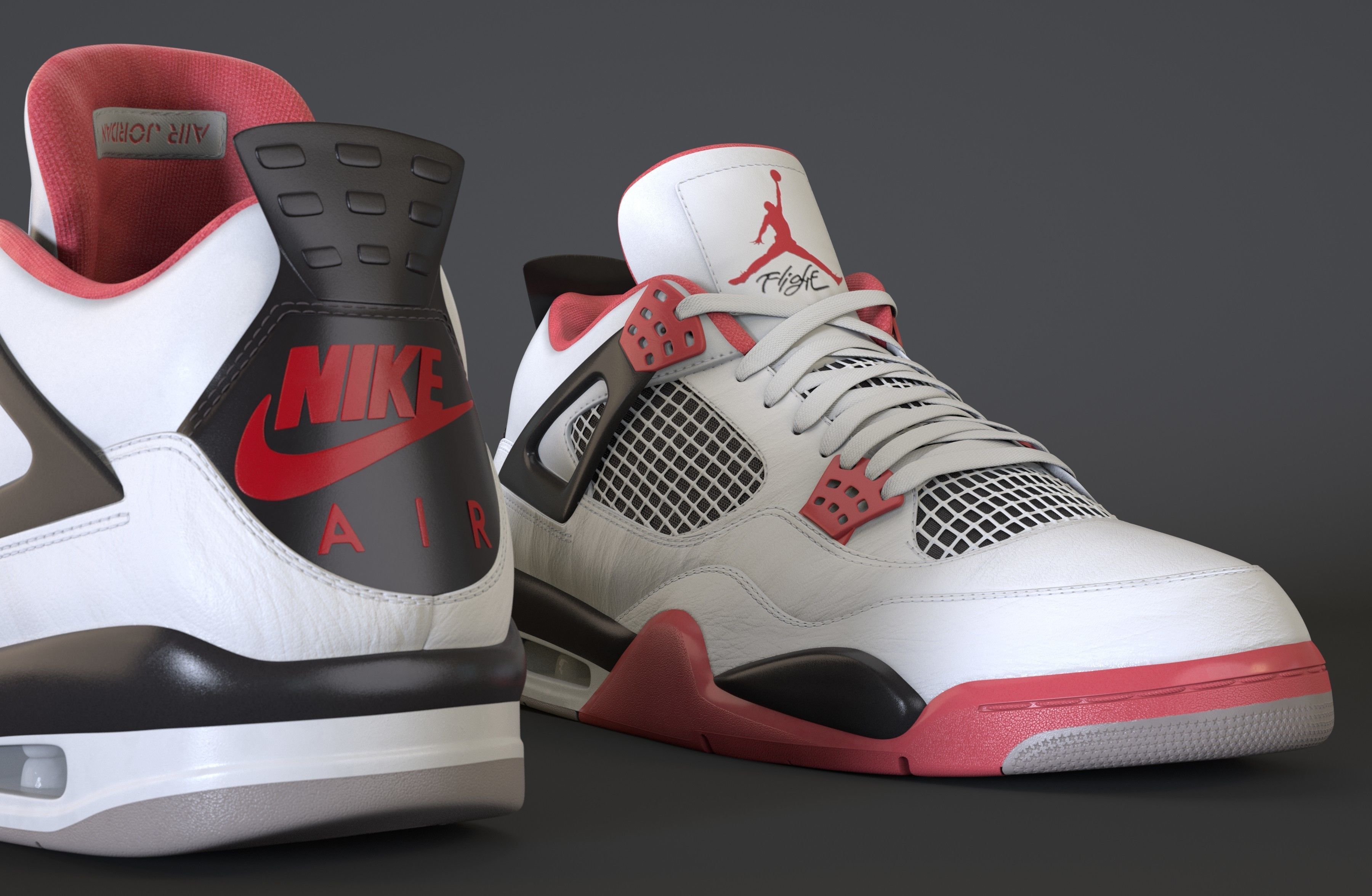 Nike Air Jordan 4 Retro Fire Red Shoe Low-poly 3D model_43