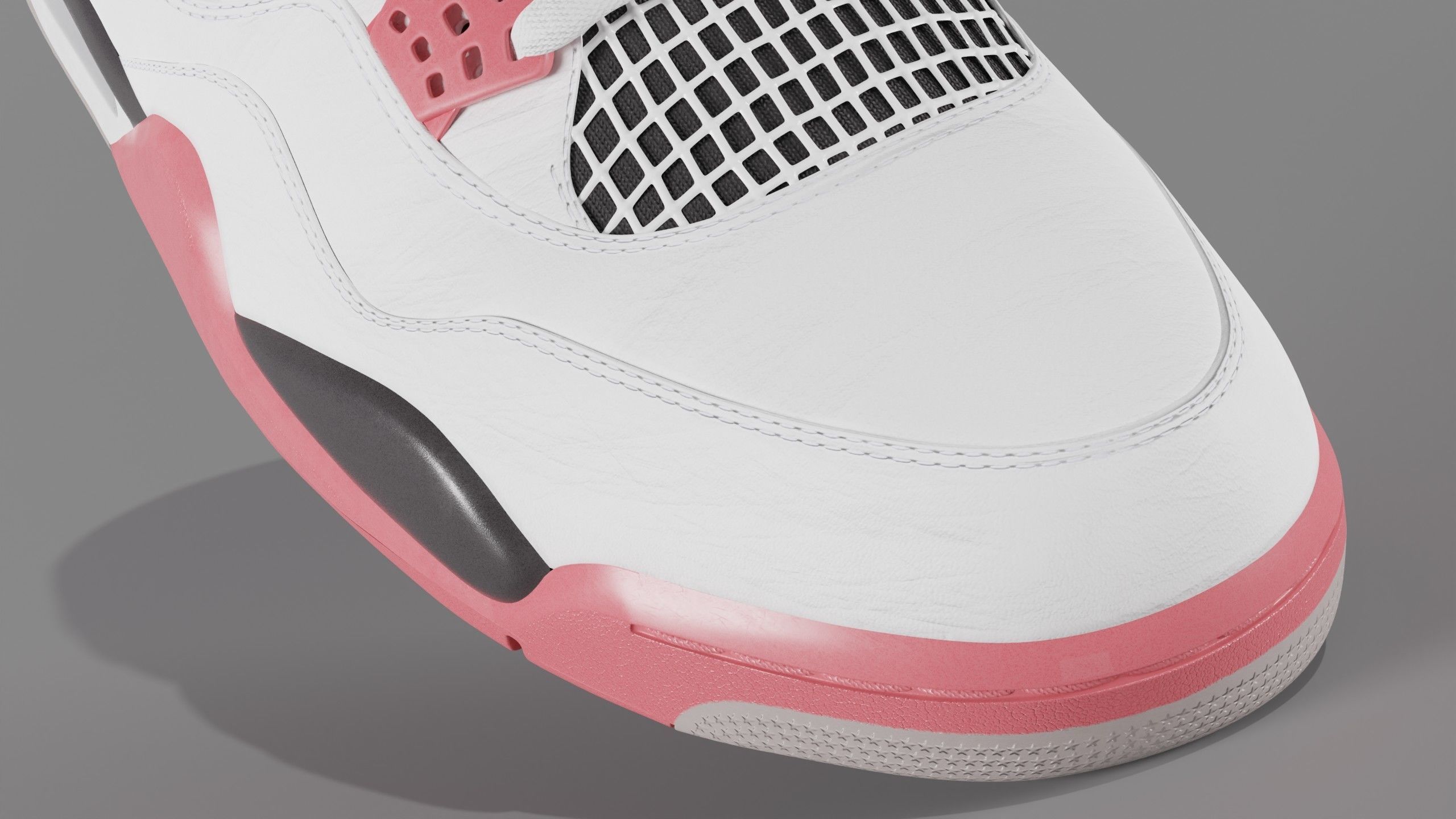 Nike Air Jordan 4 Retro Fire Red Shoe Low-poly 3D model_4