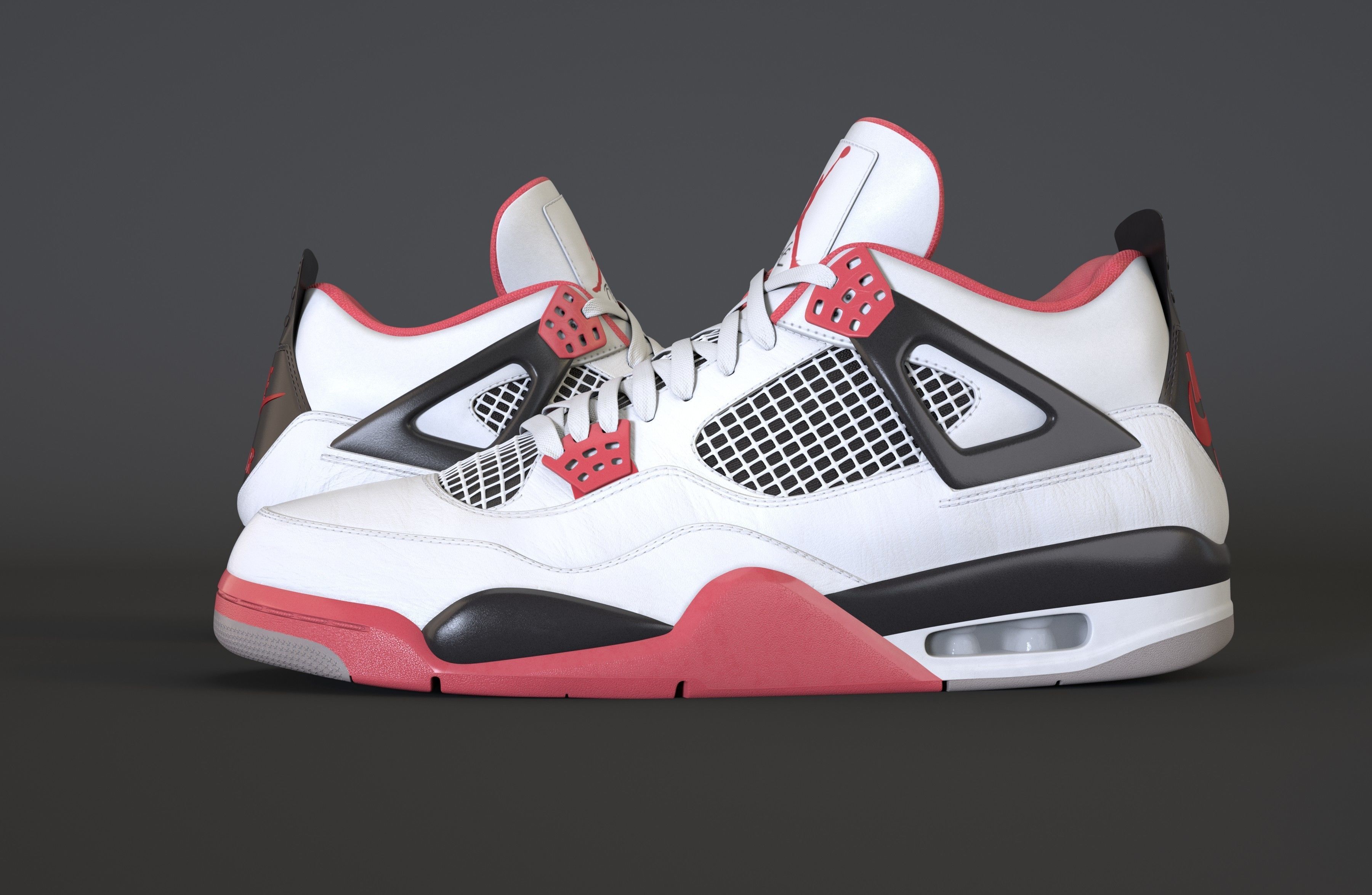 Nike Air Jordan 4 Retro Fire Red Shoe Low-poly 3D model_45