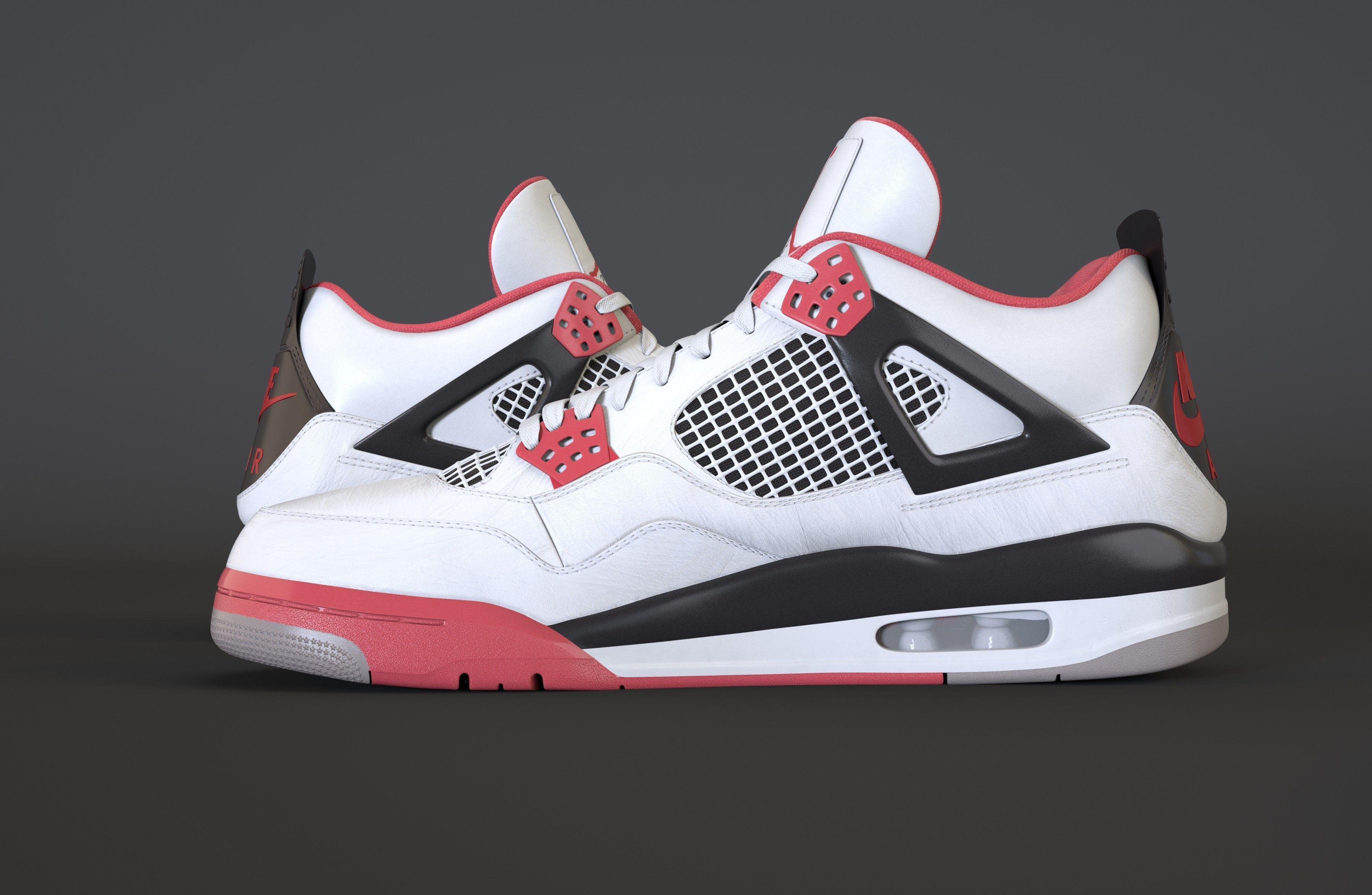 Nike Air Jordan 4 Retro Fire Red Shoe Low-poly 3D model_30