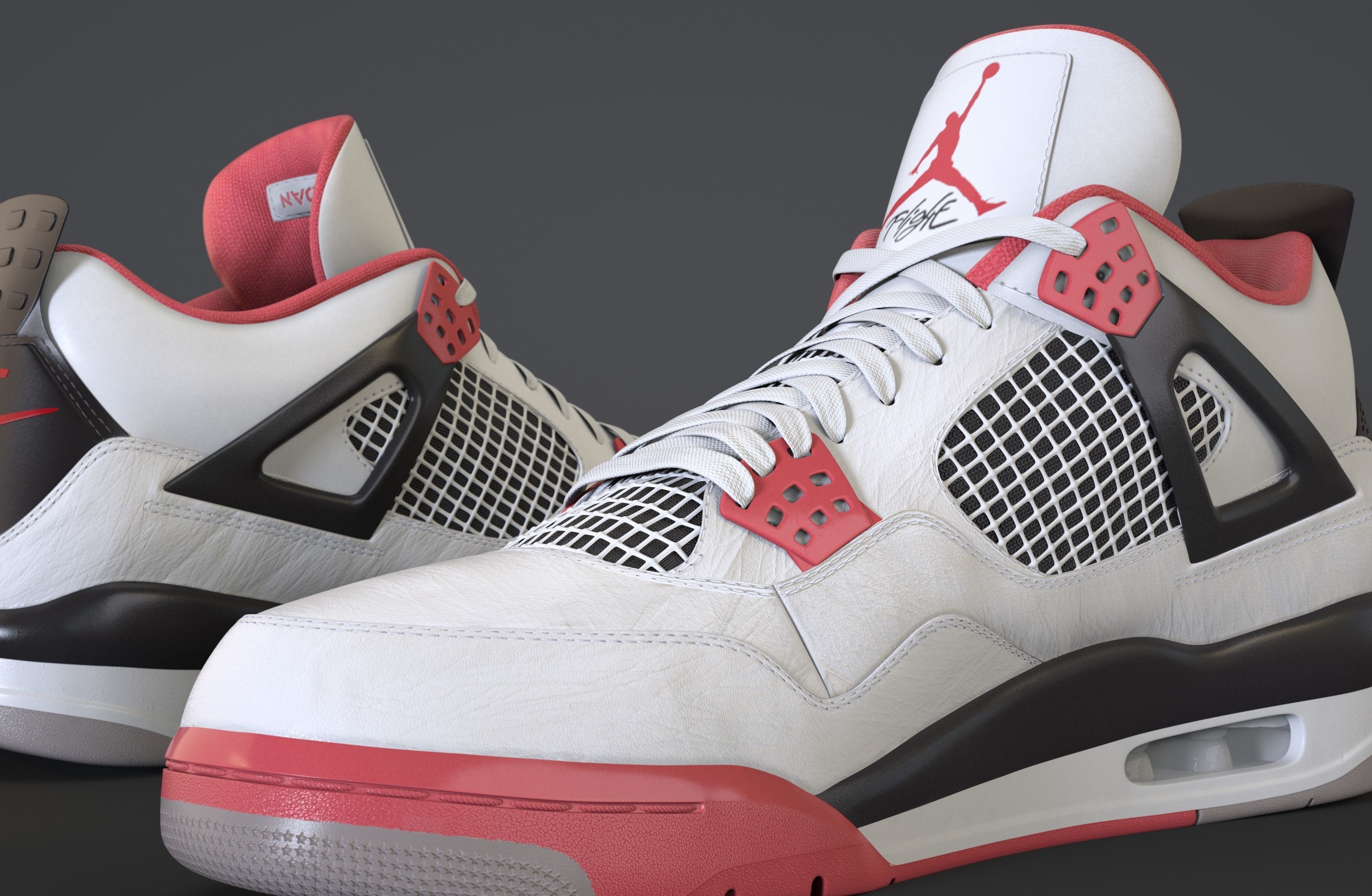 Nike Air Jordan 4 Retro Fire Red Shoe Low-poly 3D model_24