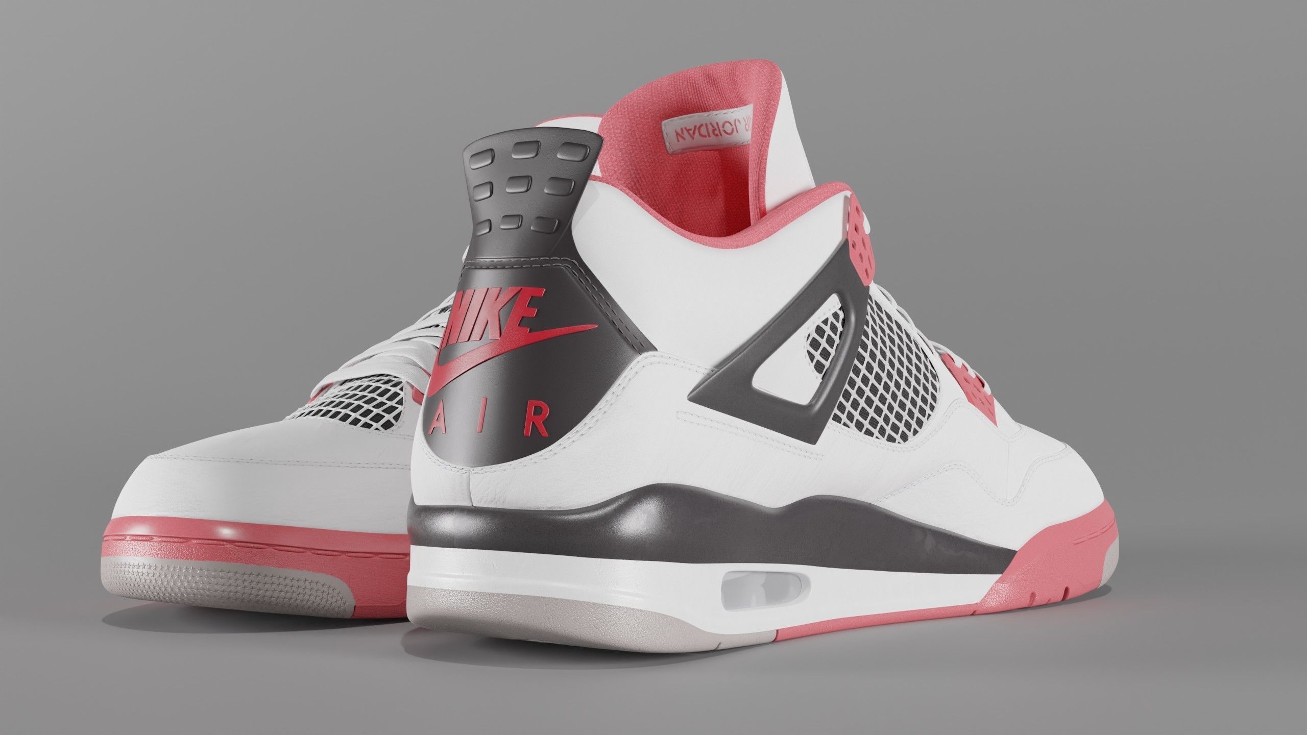 Nike Air Jordan 4 Retro Fire Red Shoe Low-poly 3D model_50