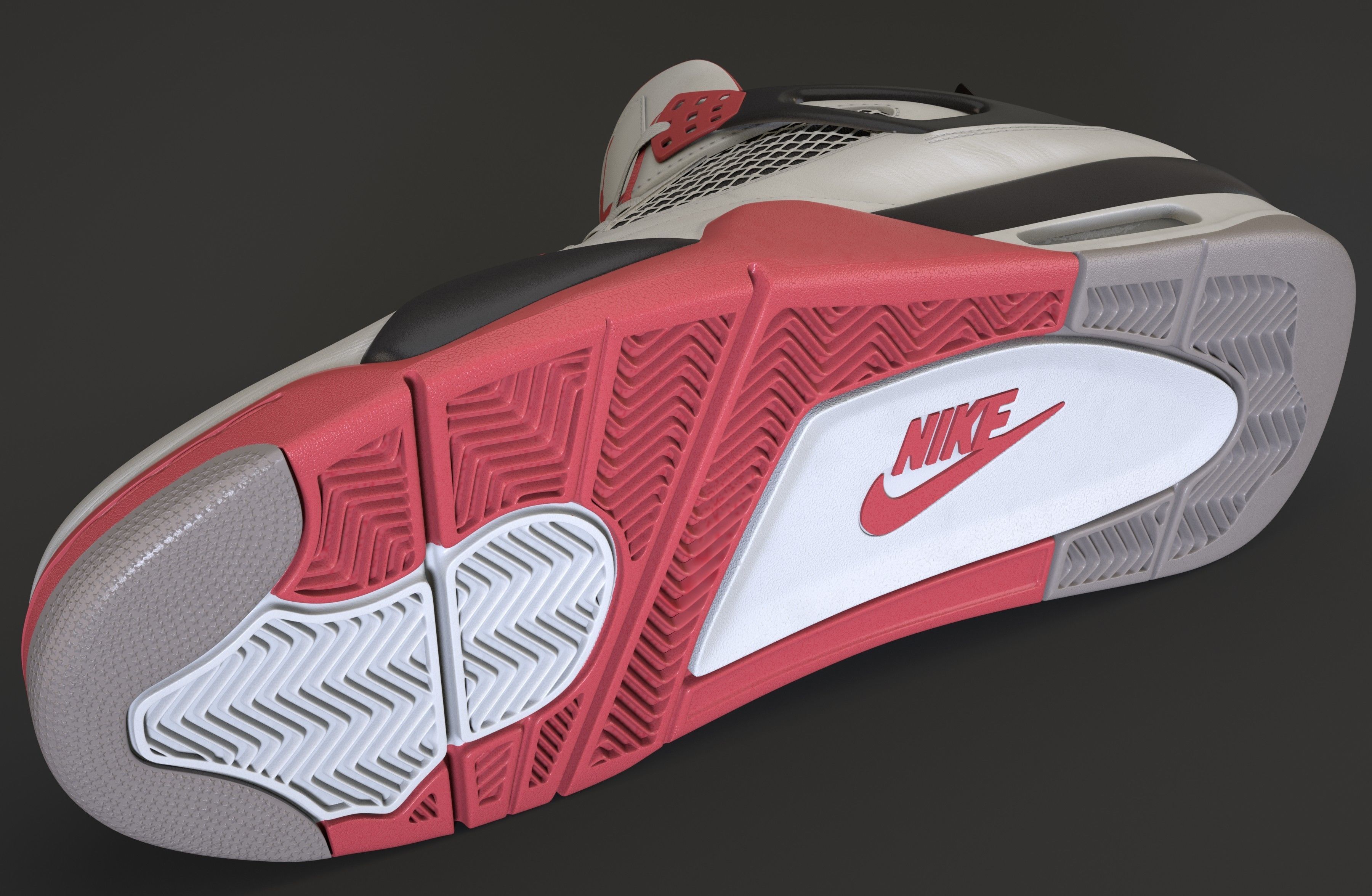 Nike Air Jordan 4 Retro Fire Red Shoe Low-poly 3D model_41