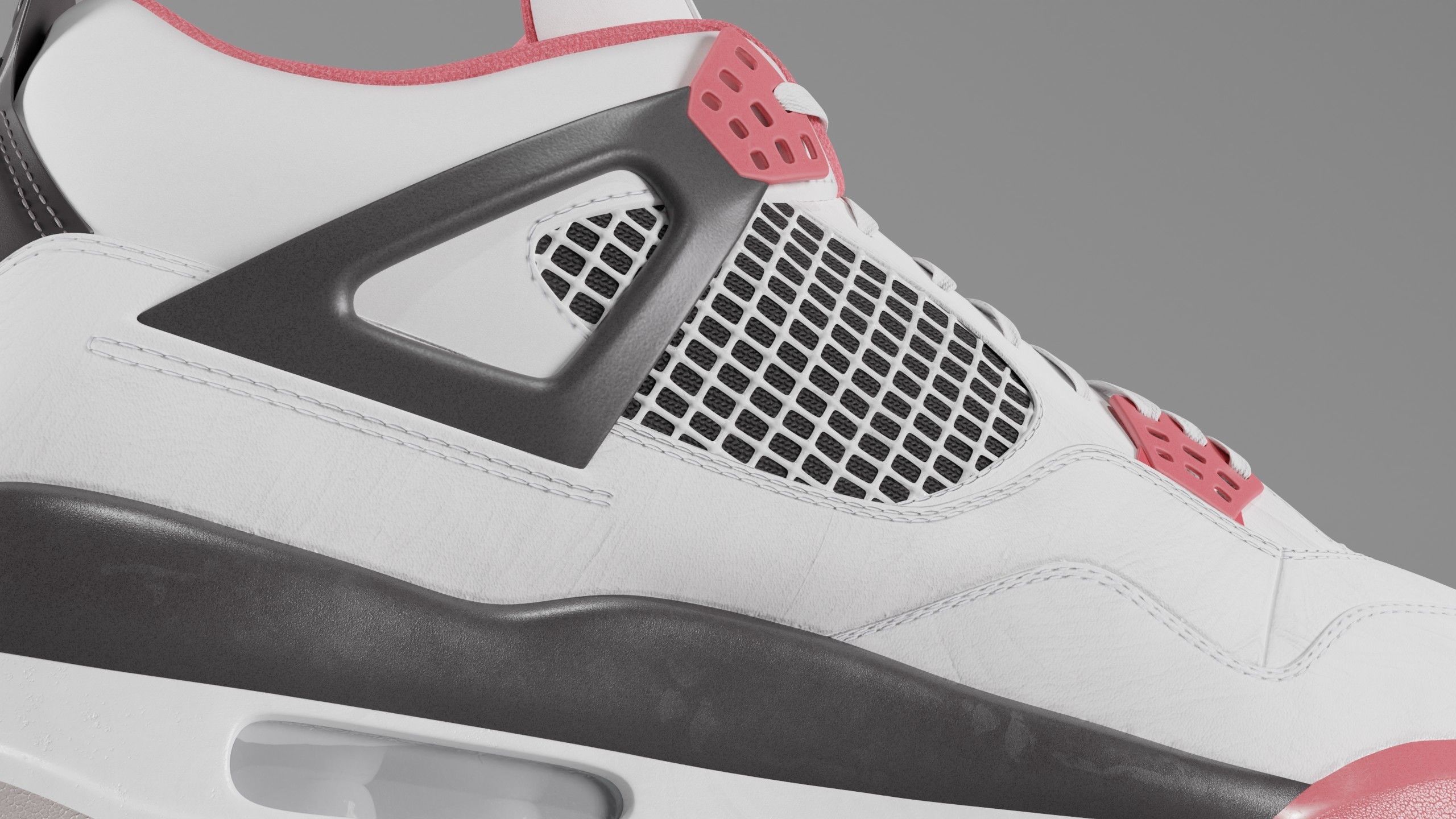 Nike Air Jordan 4 Retro Fire Red Shoe Low-poly 3D model_47