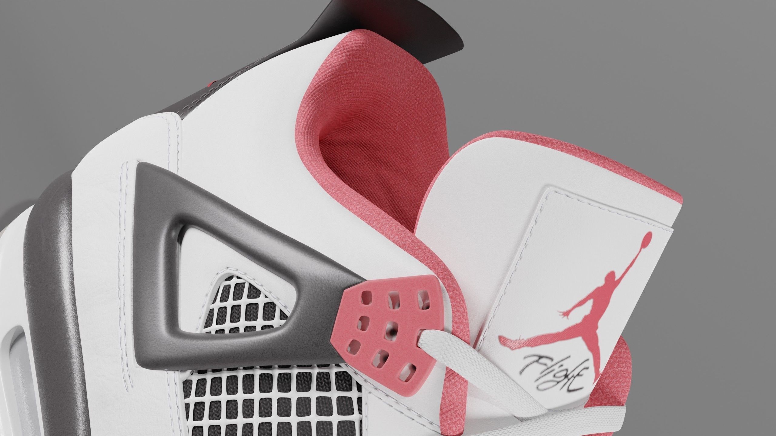 Nike Air Jordan 4 Retro Fire Red Shoe Low-poly 3D model_3