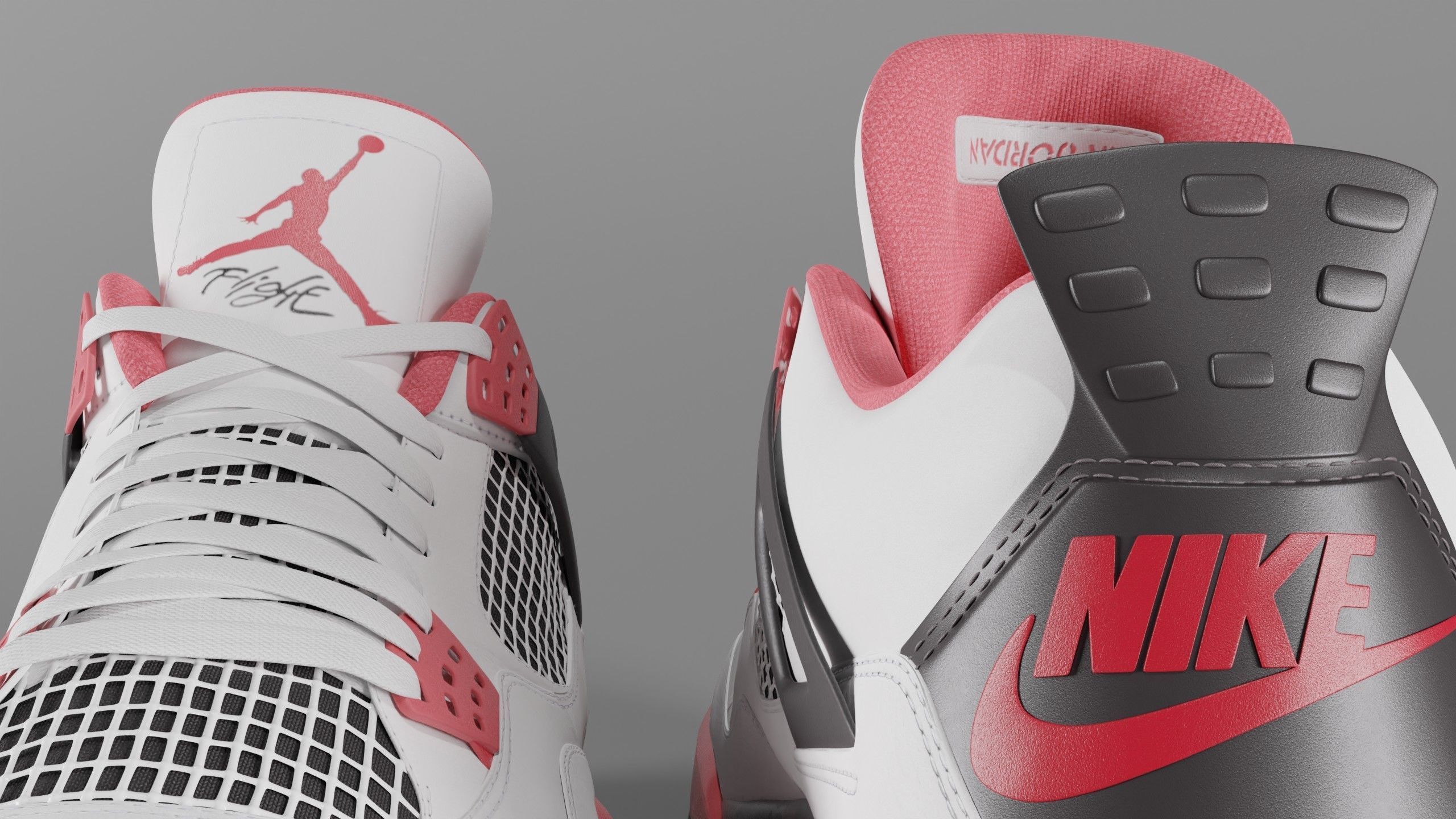 Nike Air Jordan 4 Retro Fire Red Shoe Low-poly 3D model_13