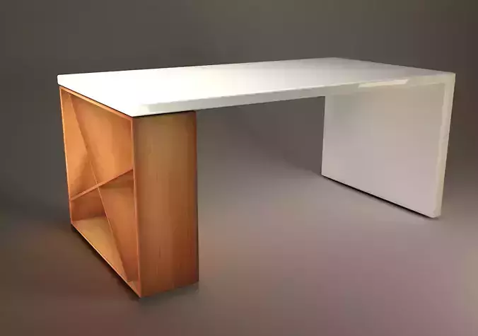 3D model table x desk with wooden top