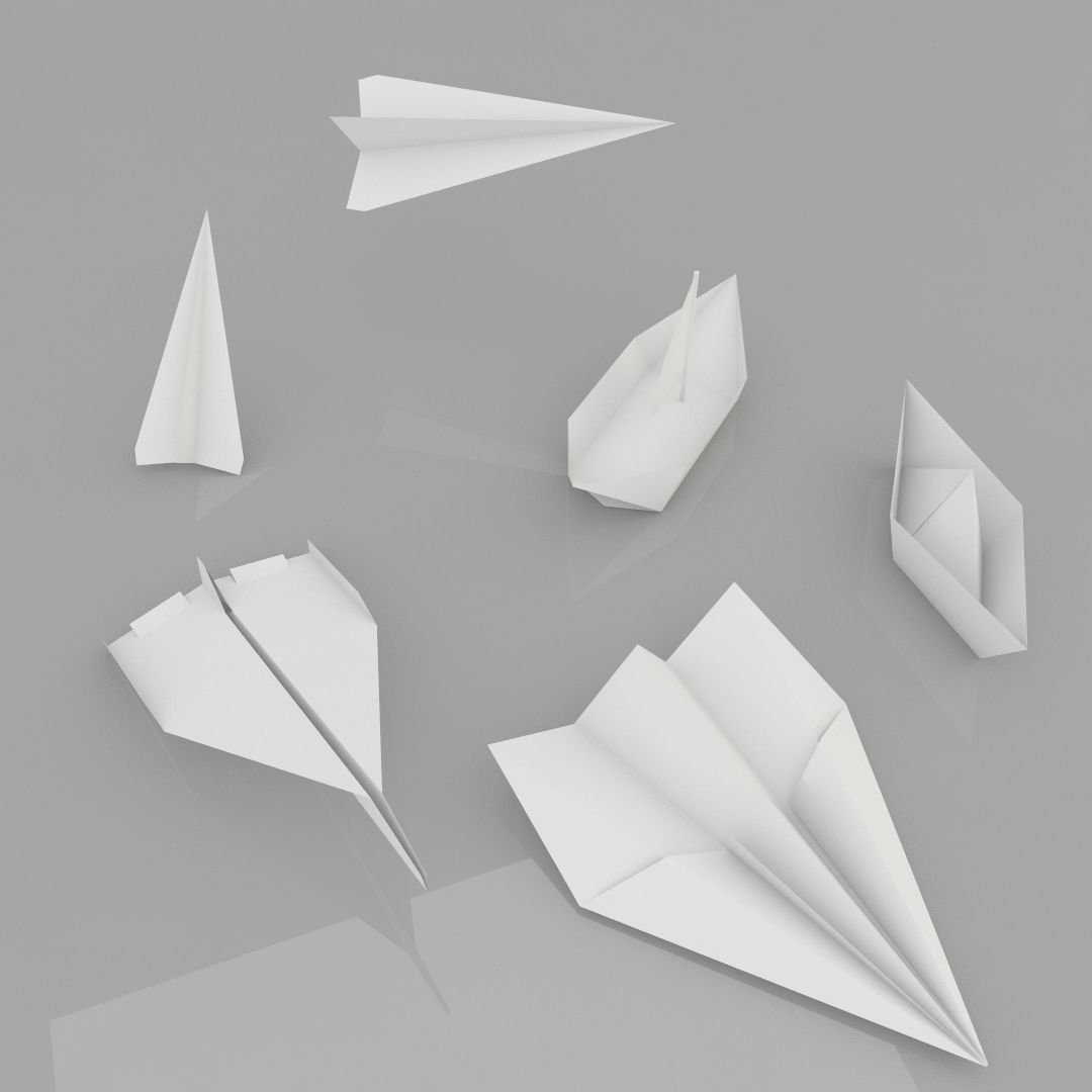 Origami planes and ships Low-poly 3D model_3