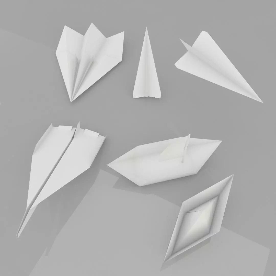 Origami planes and ships Low-poly 3D model_0