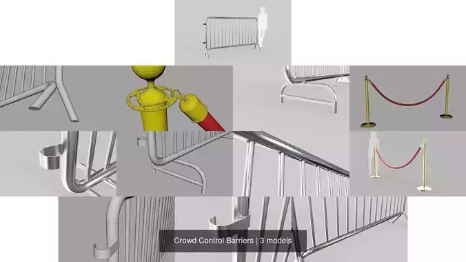 Crowd Control Barriers 3D Model Collection