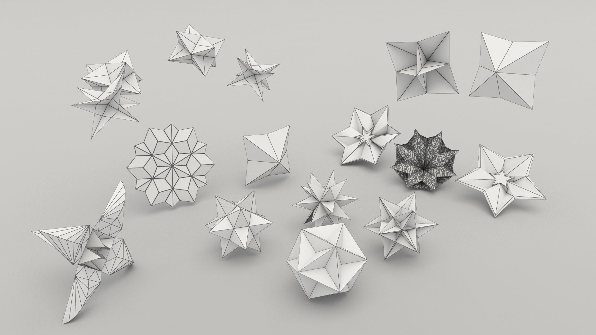 Origami Flower shape 3D model_4