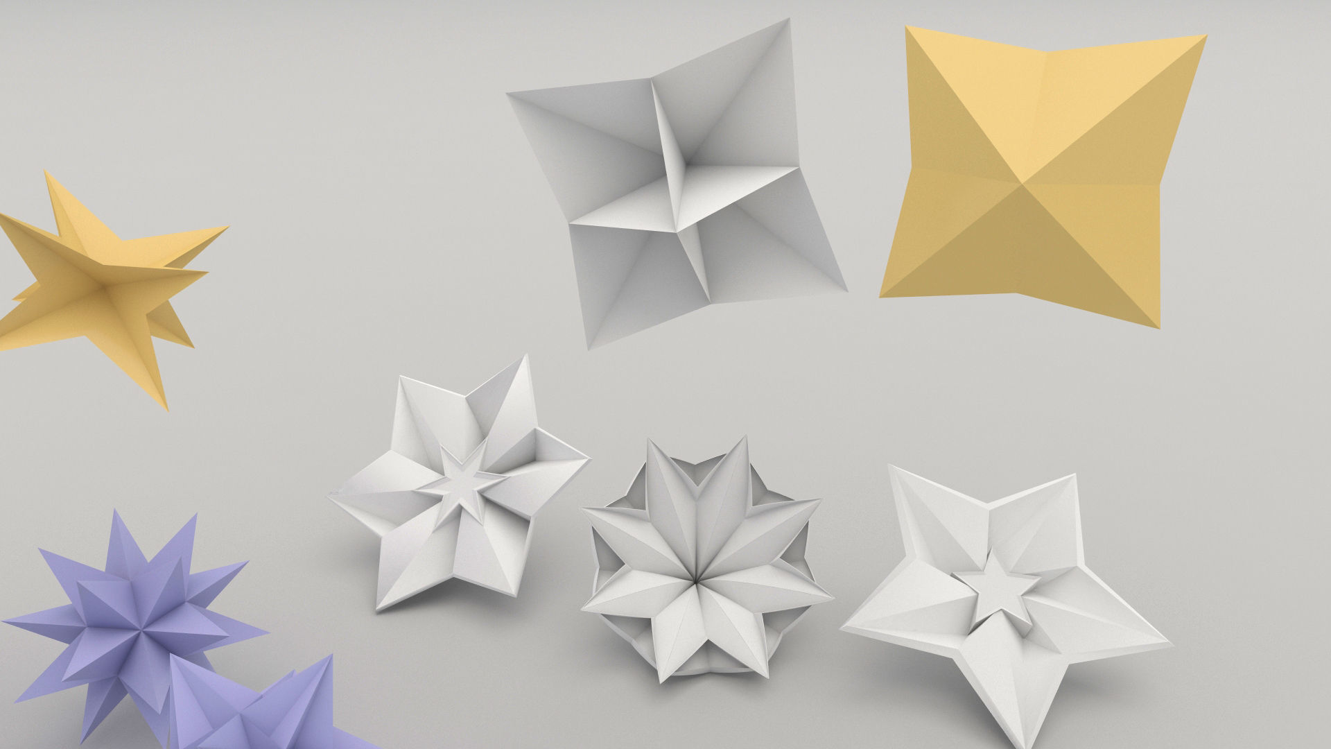  Origami Flower shape 3D model_2