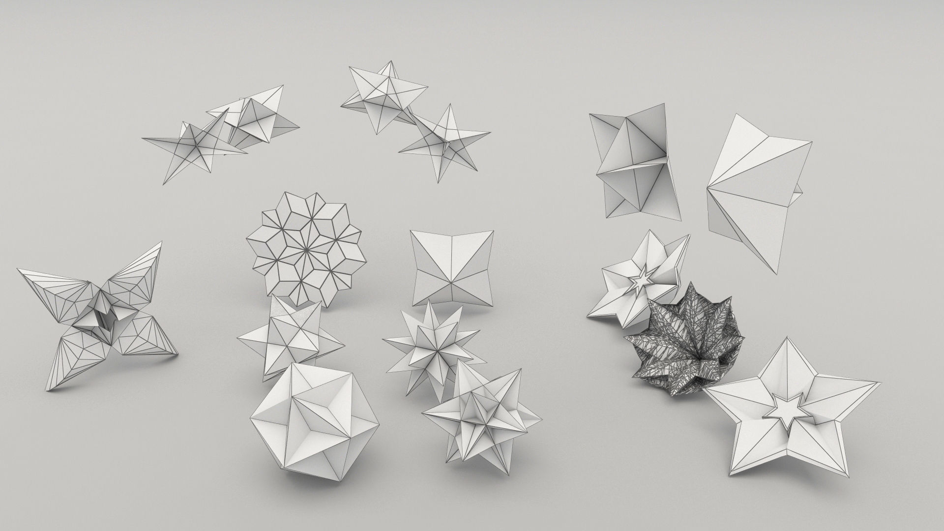  Origami Flower shape 3D model_5