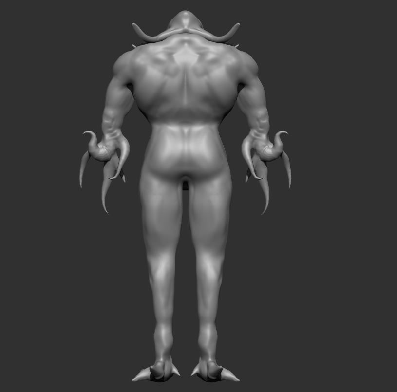 Octopusman male creature with claws 3D model_3