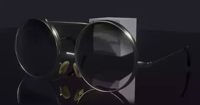 Glasses with physical lenses 3D model
