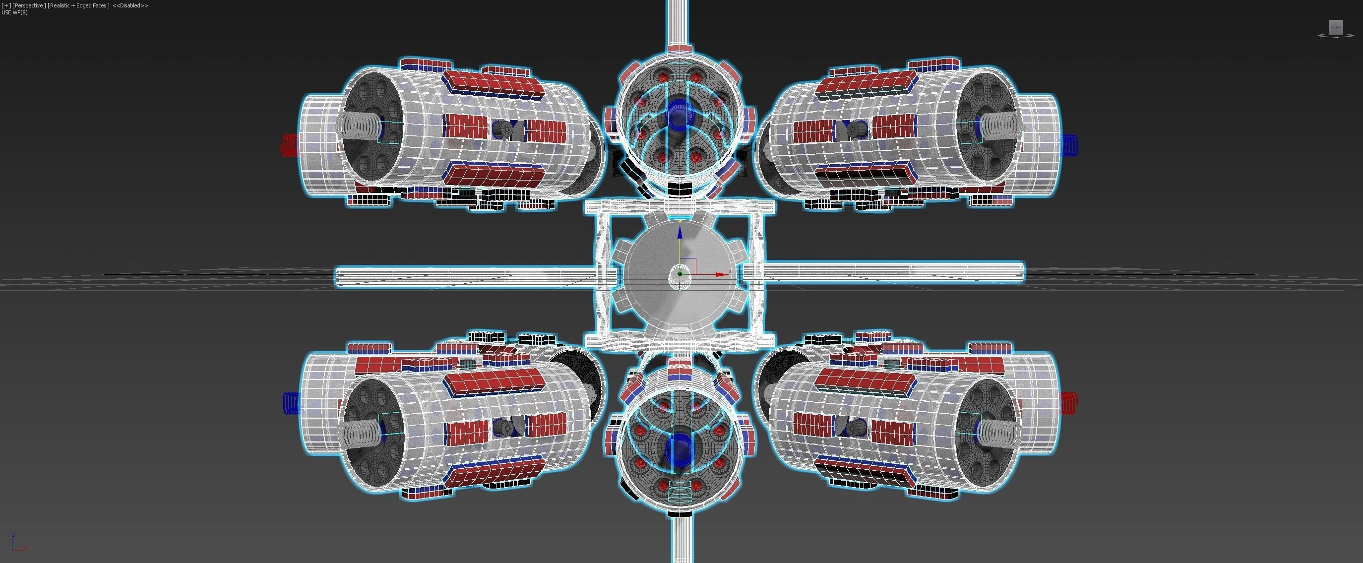 Inverted 16 Cylindrical Radial 3 Phase Motor - Concept 3D model_8