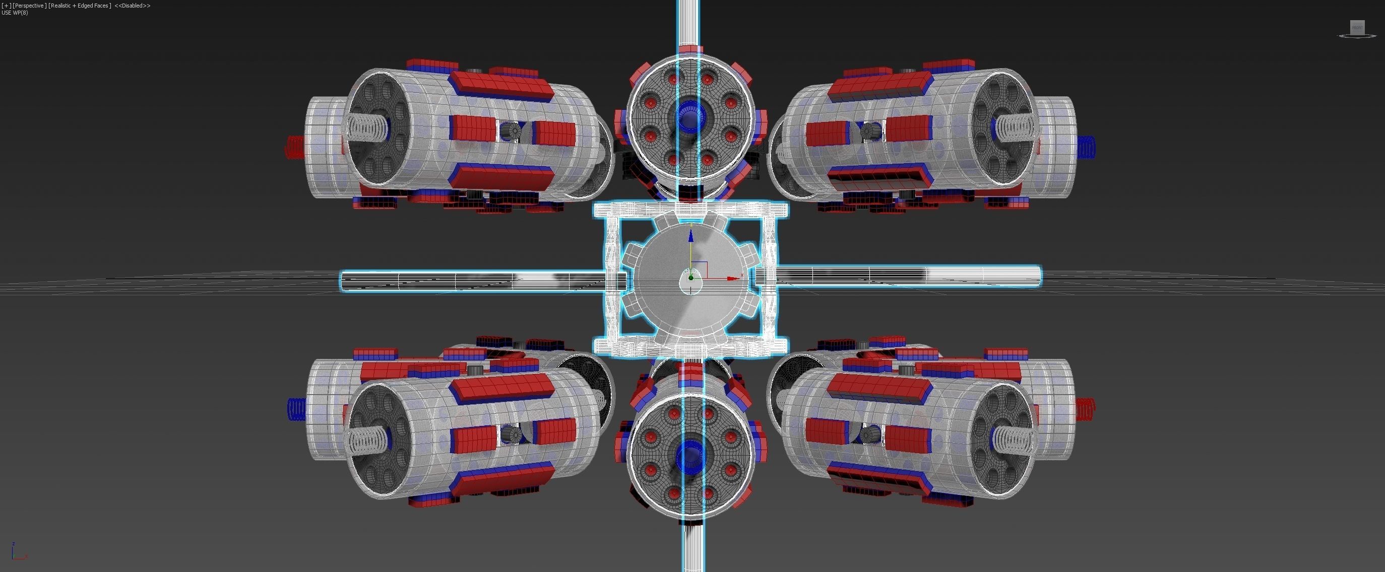 Inverted 16 Cylindrical Radial 3 Phase Motor - Concept 3D model_7
