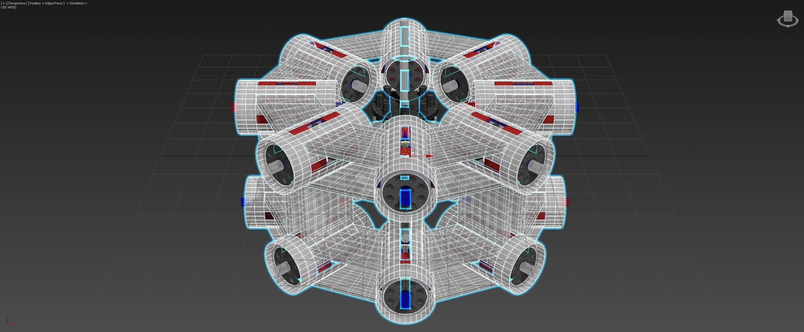 Inverted 16 Cylindrical Radial 3 Phase Motor - Concept 3D model_4