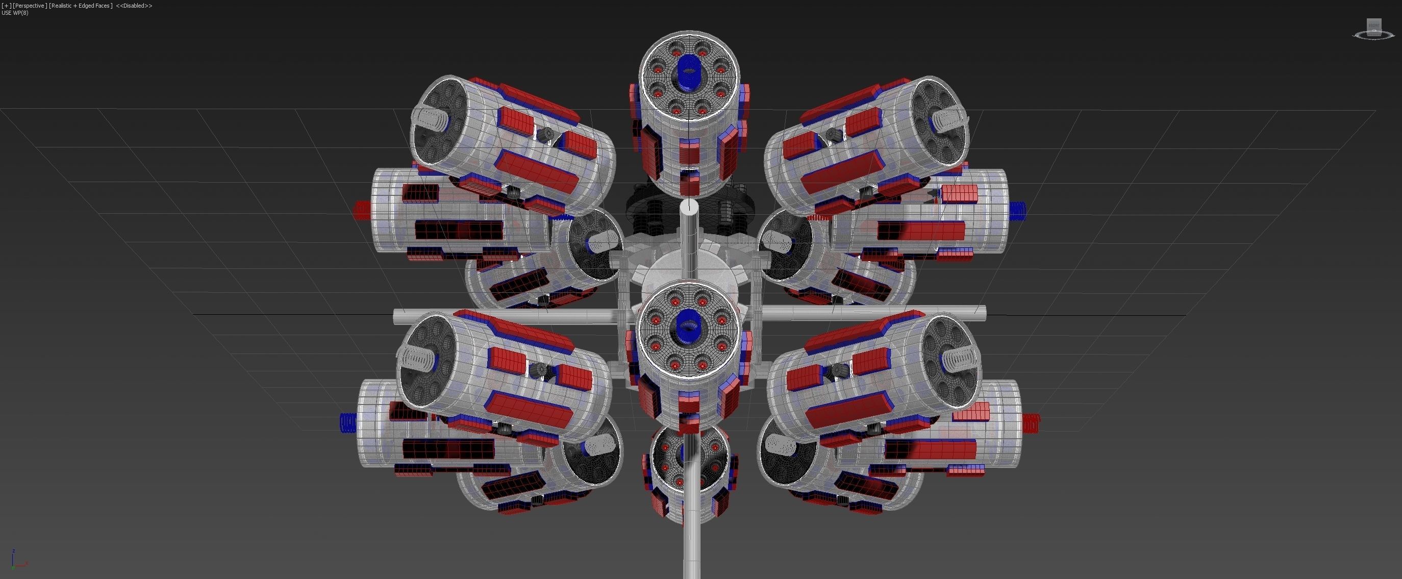 Inverted 16 Cylindrical Radial 3 Phase Motor - Concept 3D model_6
