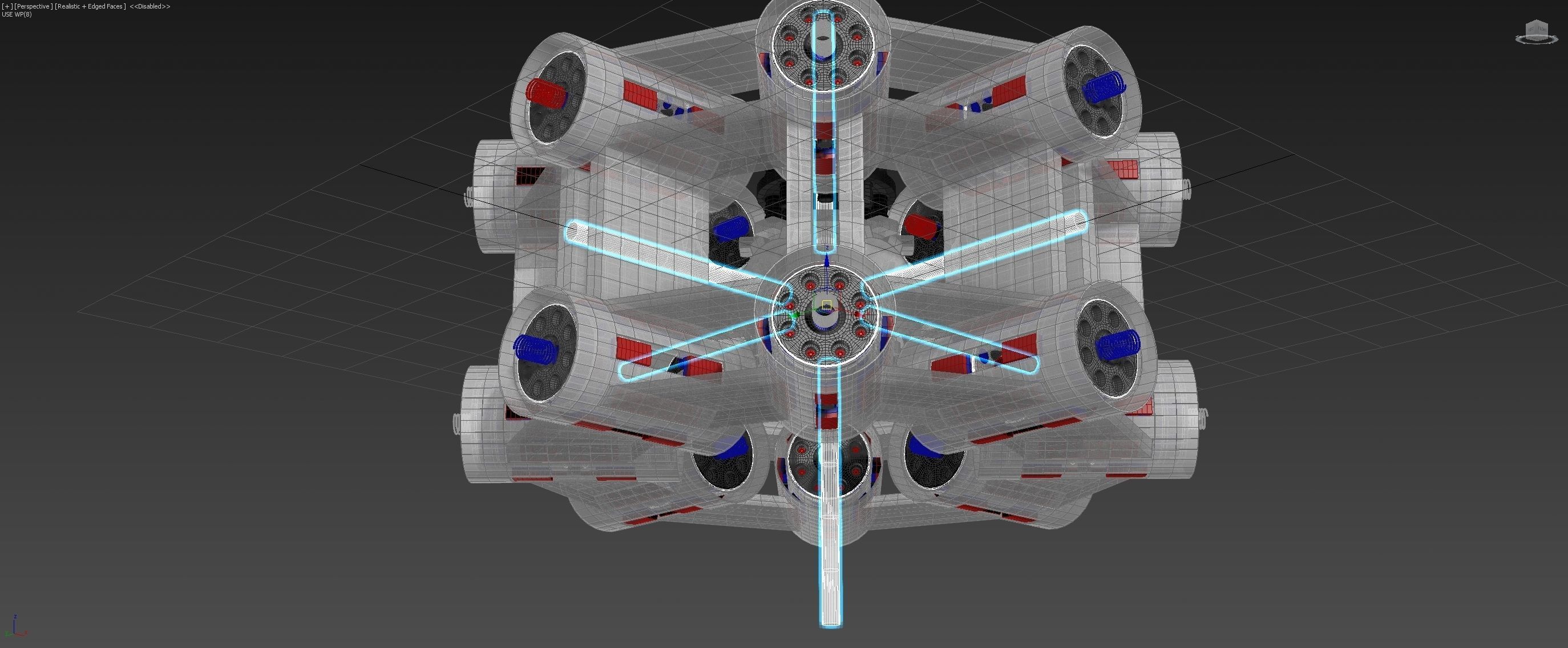 Inverted 16 Cylindrical Radial 3 Phase Motor - Concept 3D model_13
