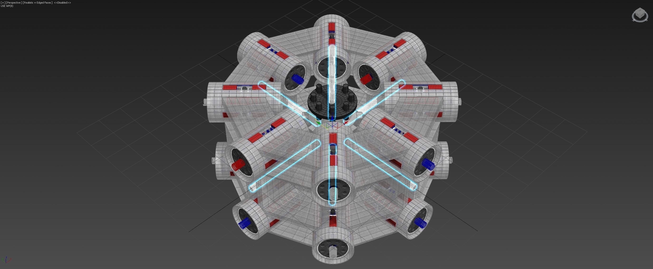 Inverted 16 Cylindrical Radial 3 Phase Motor - Concept 3D model_11