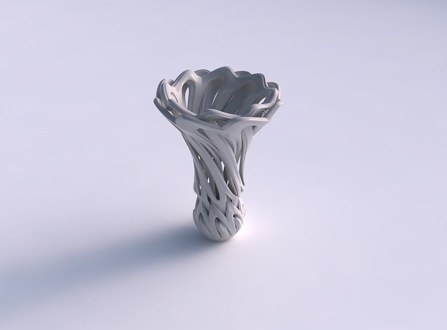 Vase flower funnel with beveled intertwining lines twisted 3D print model_0