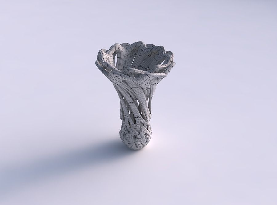 Vase flower funnel with beveled intertwining lines twisted 3D print model_5